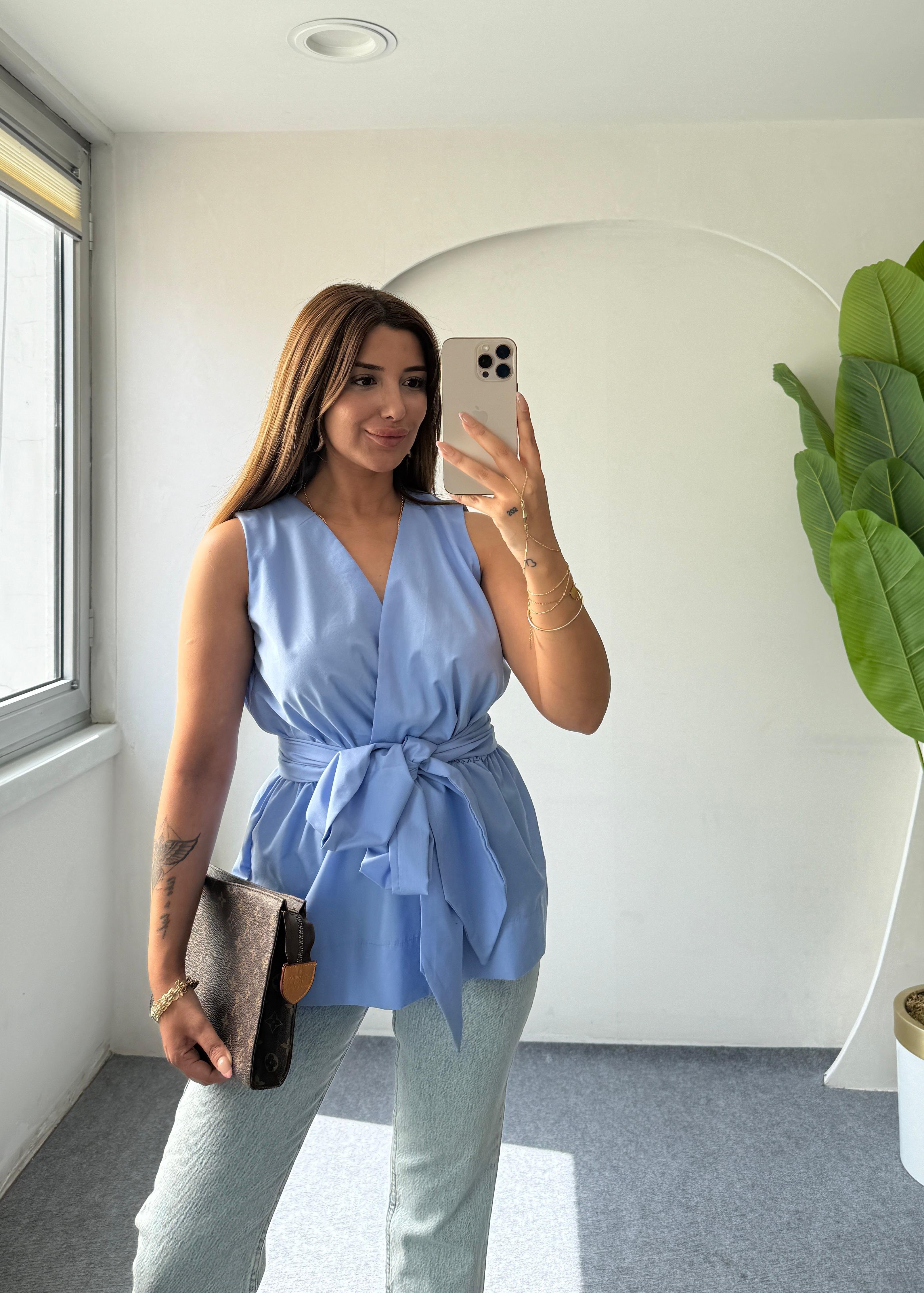 MİXO BAĞLAMALI GÖMLEK - BEBE MAVİ
