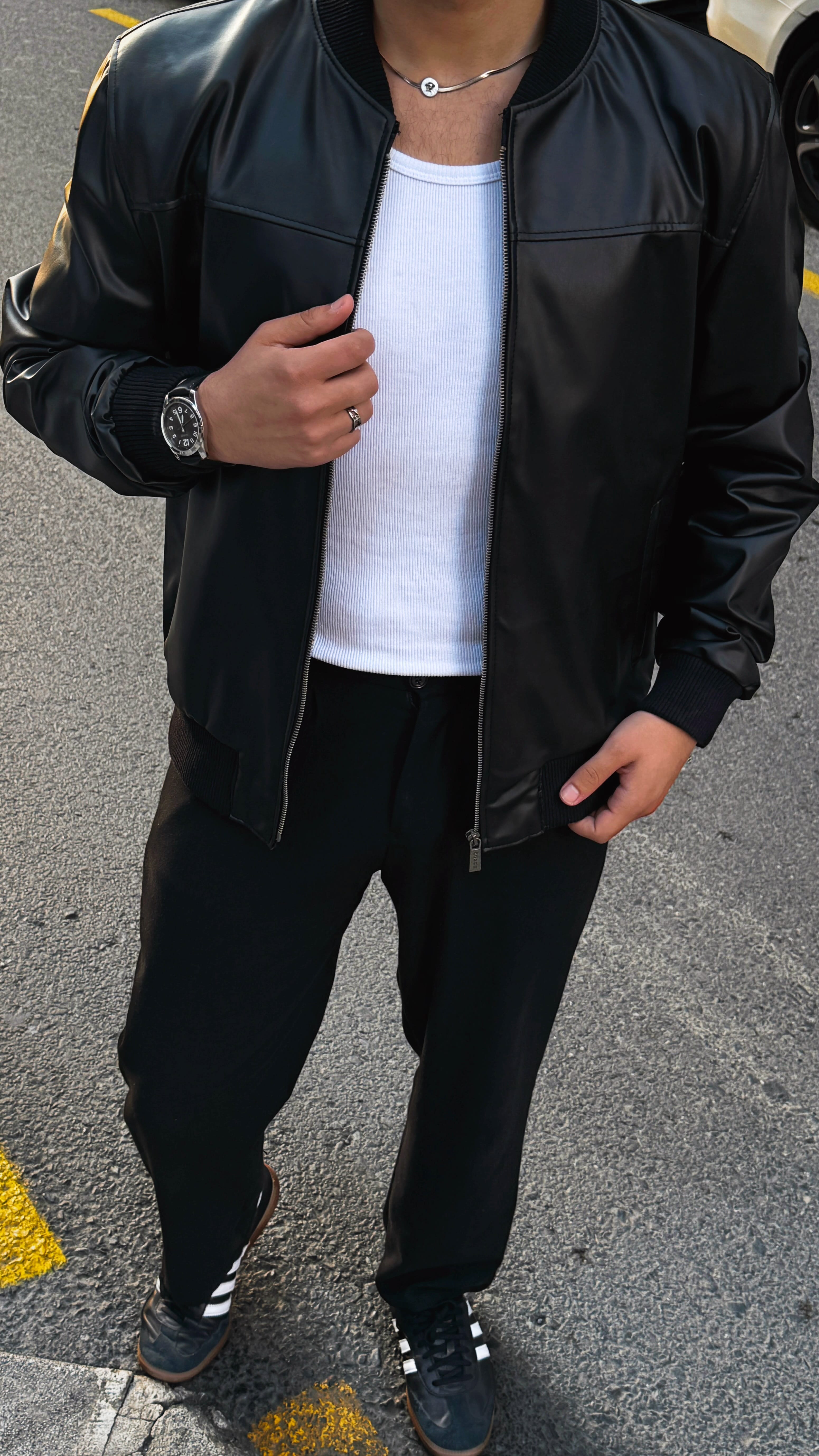 Oversize Bomber Premium Suni Deri Ceket