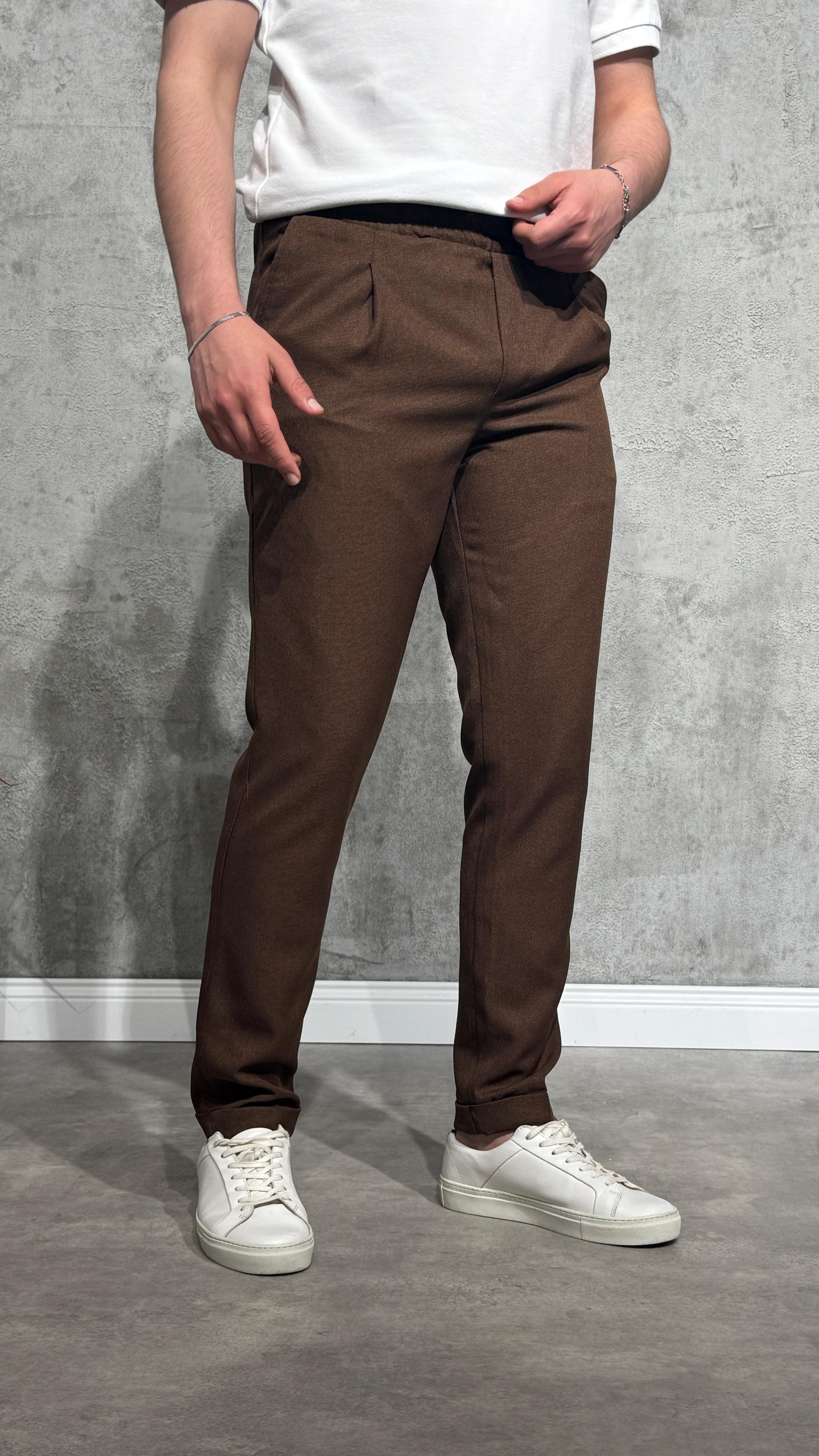 Duble Paça Jogger Pantolon - Kahverengi