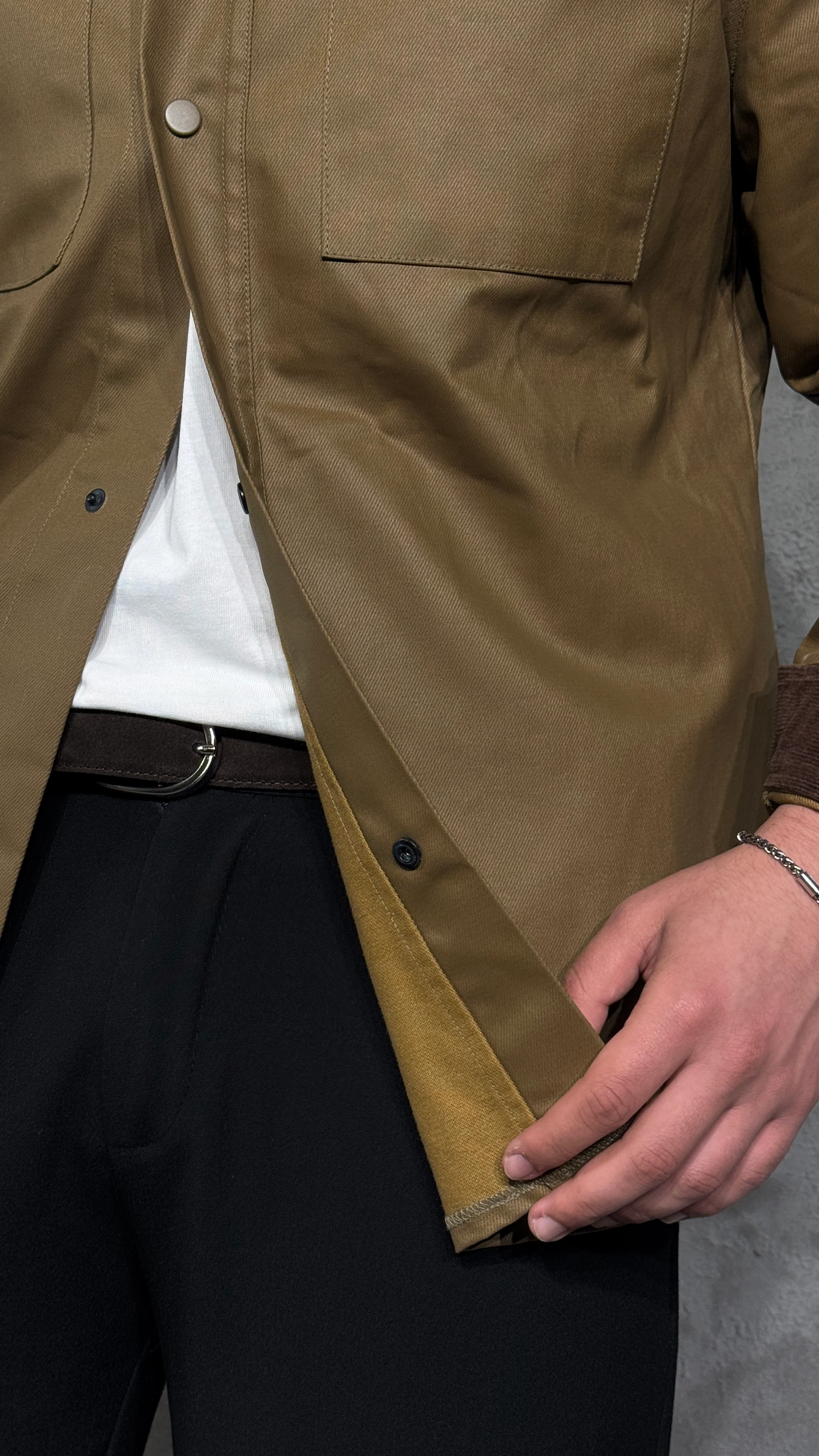 Erkek Kadife Yakalı Wax Dokulu Gömlek Ceket