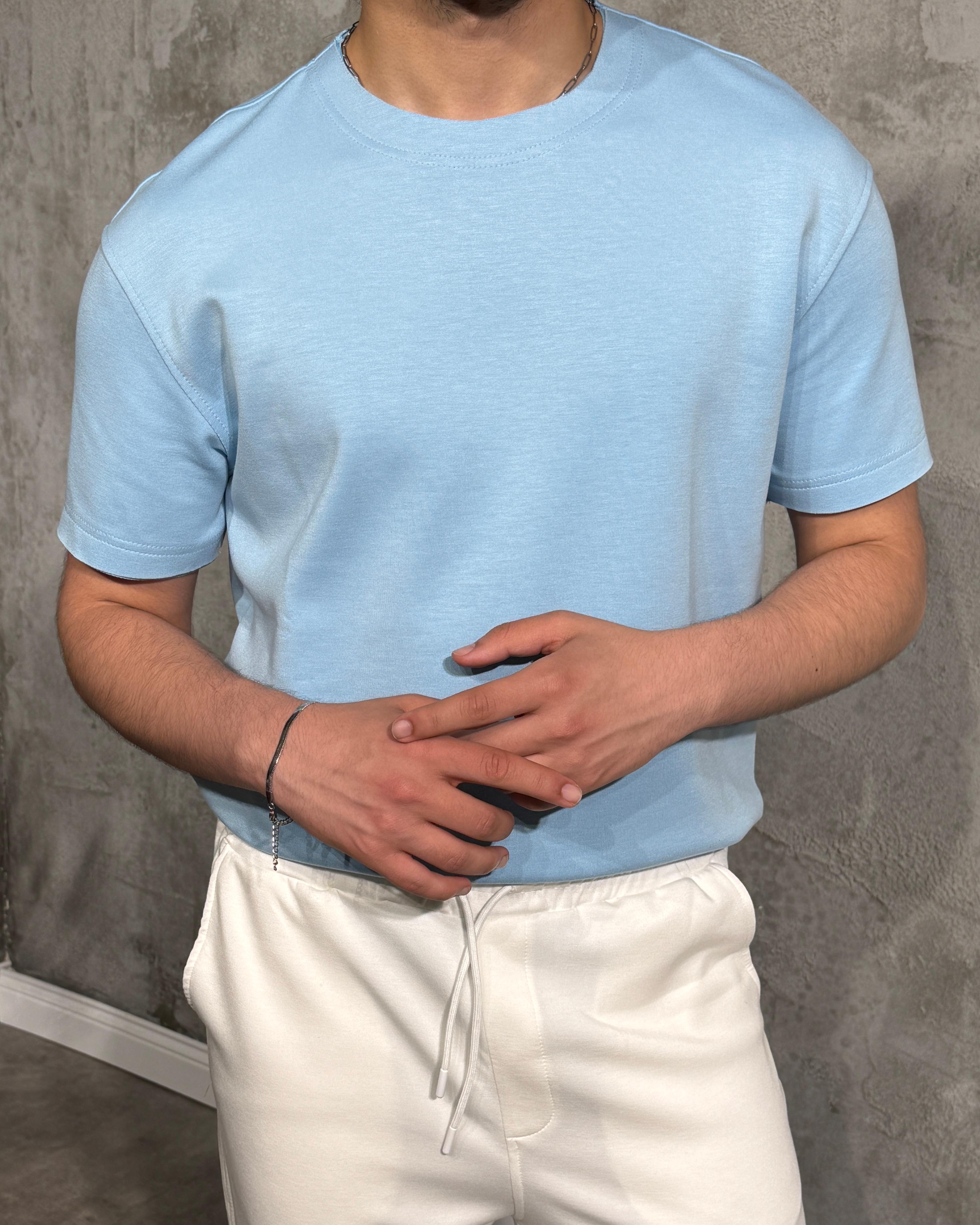 Premium Modal Kumaş Baggy Tişört - Açık Mavi