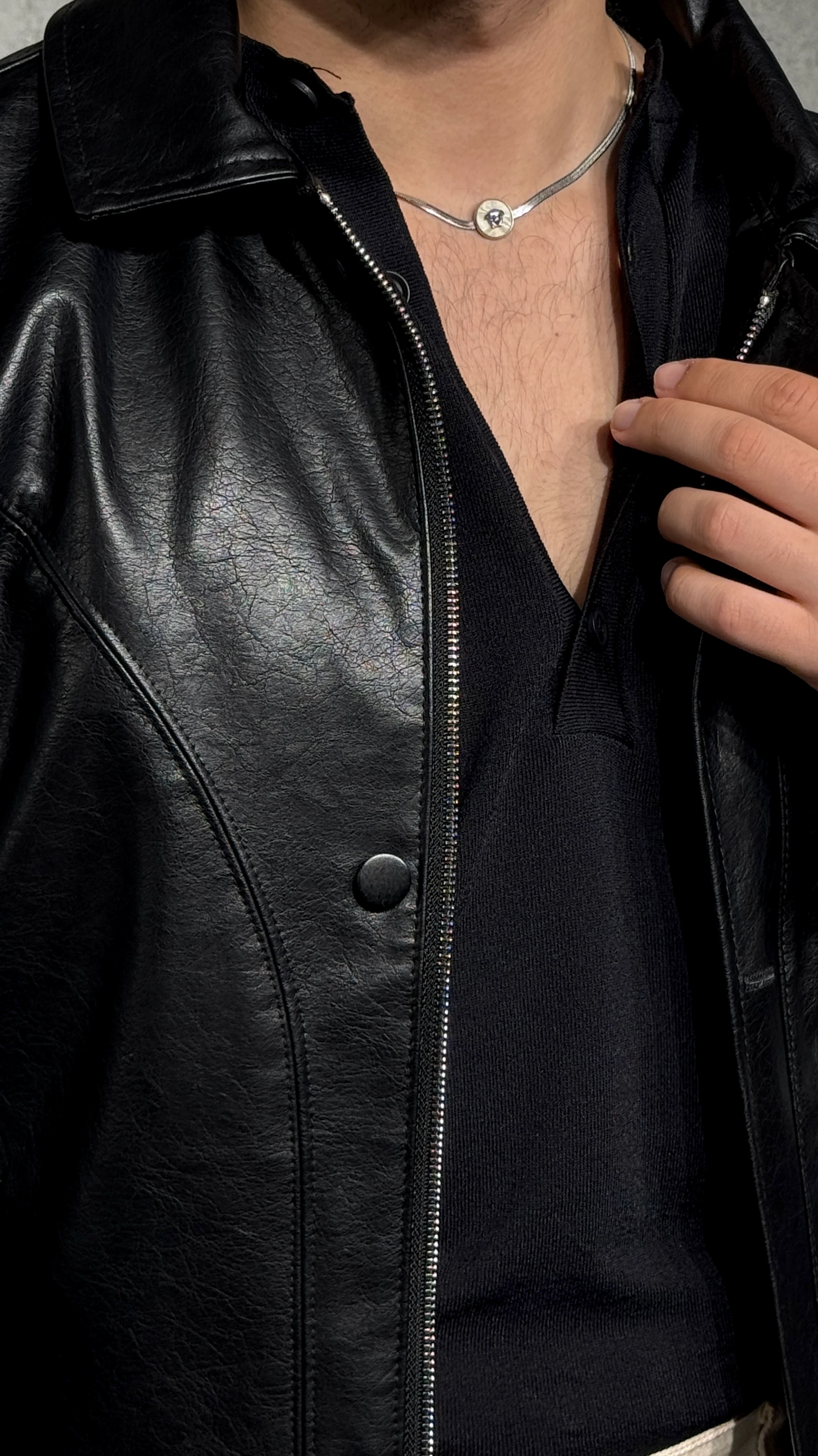 Erkek Siyah Spor Deri Ceket