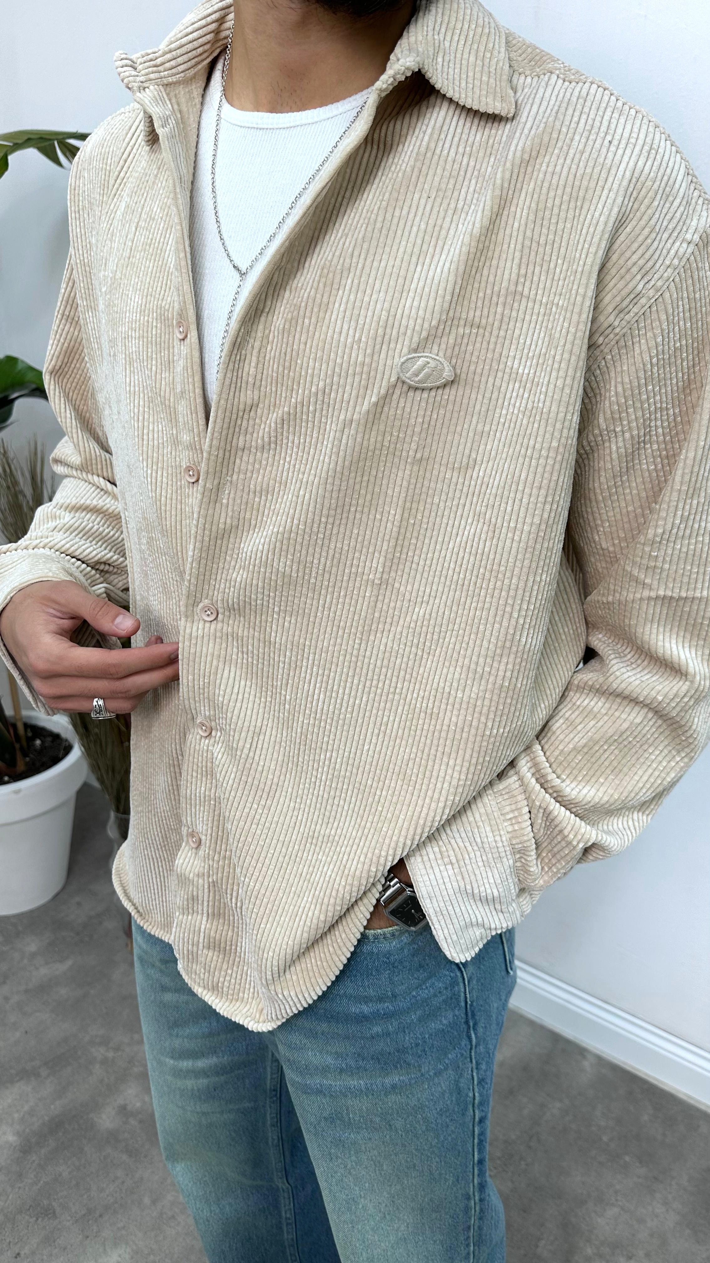 Oversize Kadife Gömlek