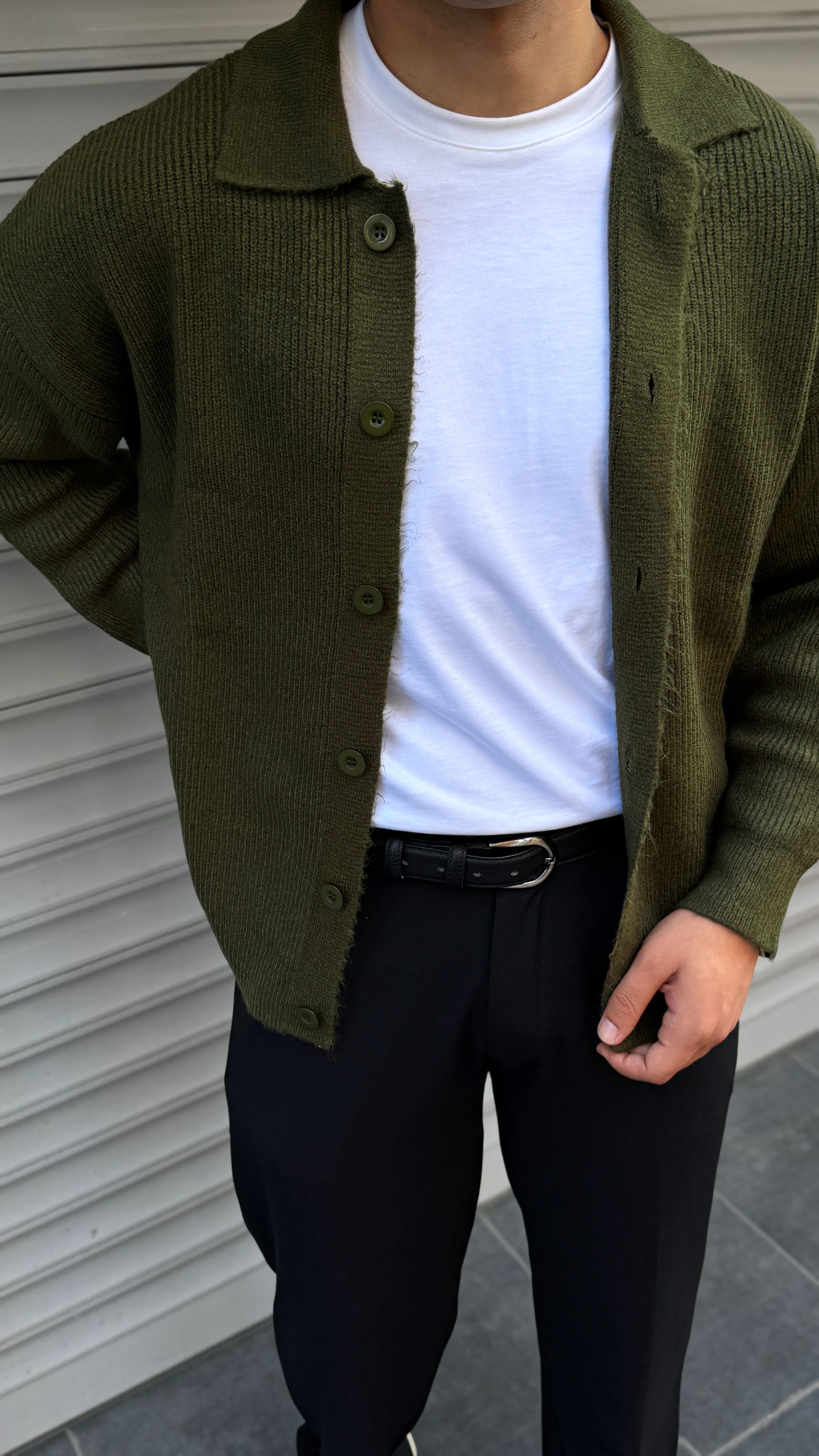Erkek Oversize Premium Düğmeli Hırka