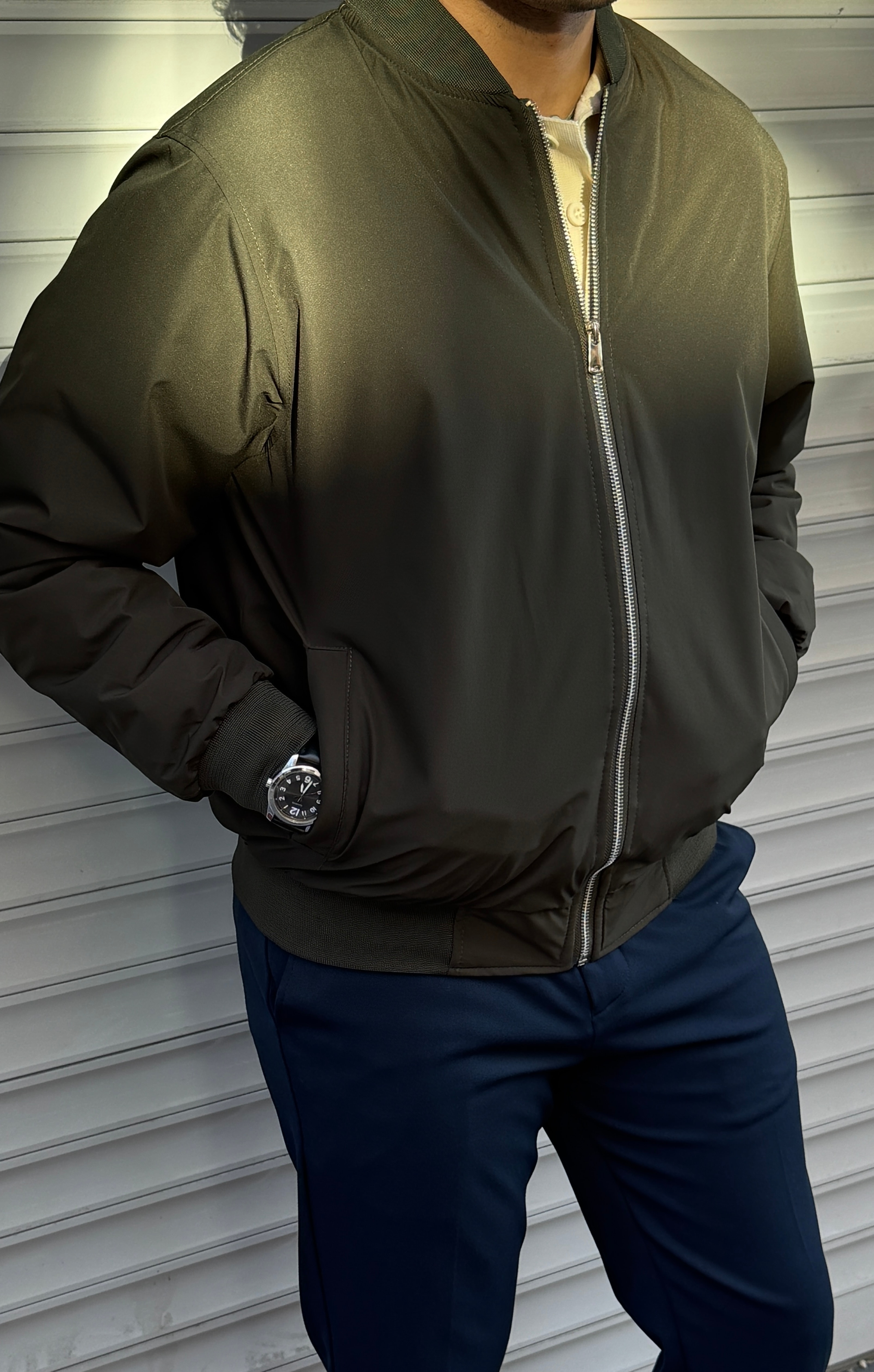 Erkek Mevsimlik Kapitoneli Bomber Mont - Haki