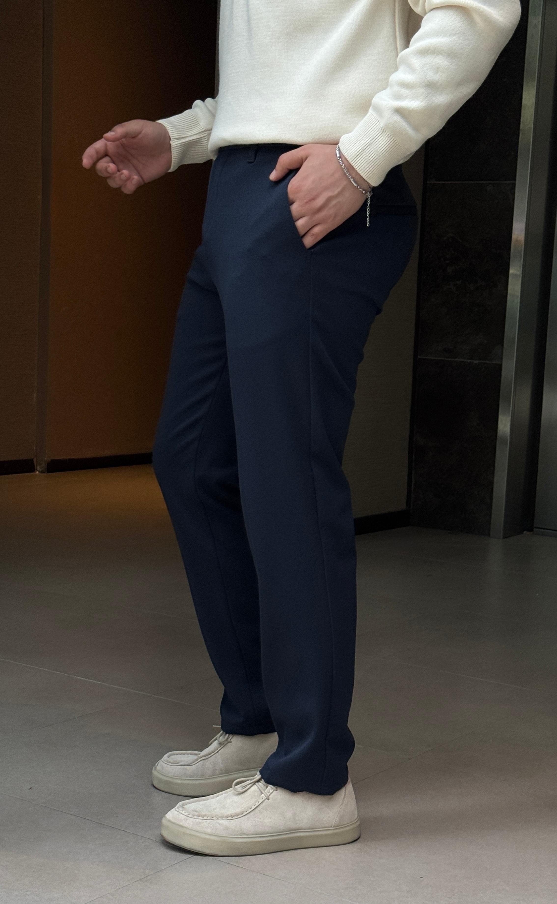 Erkek Tam Kalıp Slim Fit Kumaş Premium Pantolon