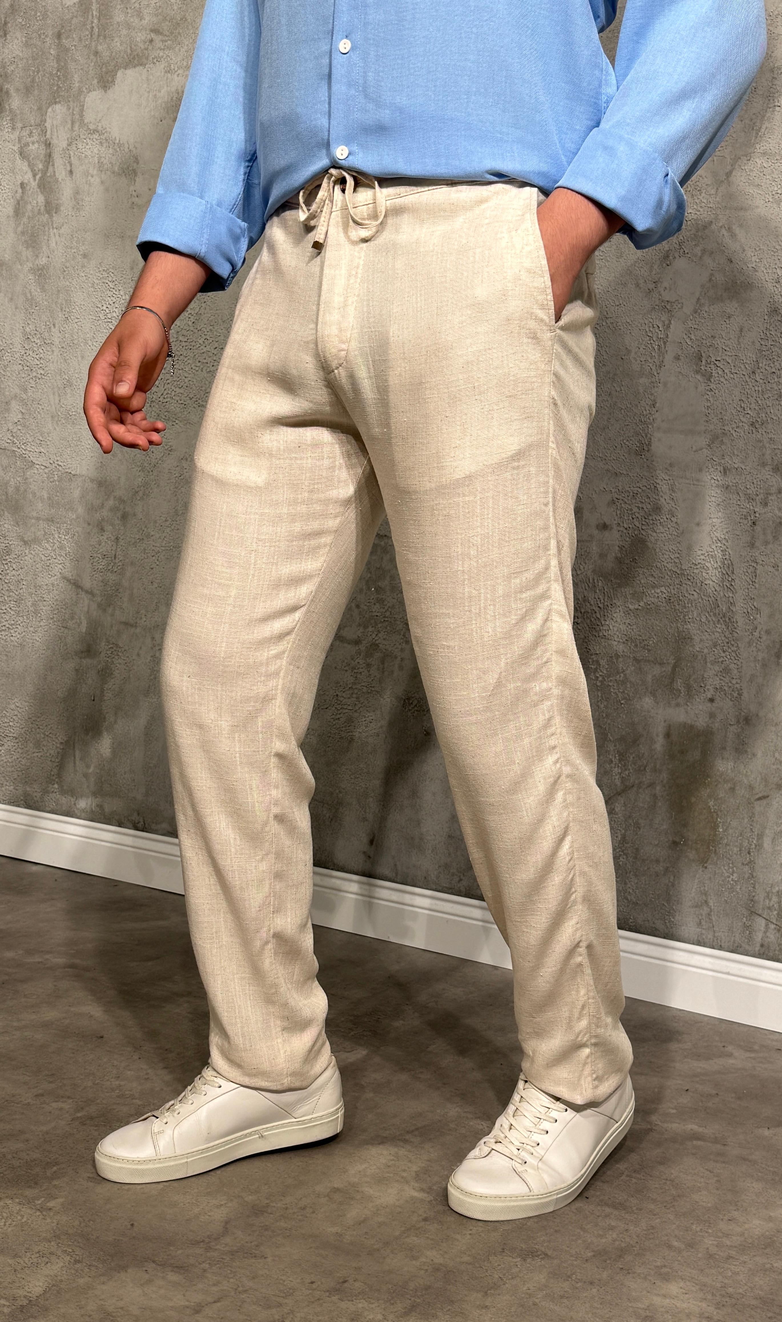 Boyfriend Slim Keten Pantolon 