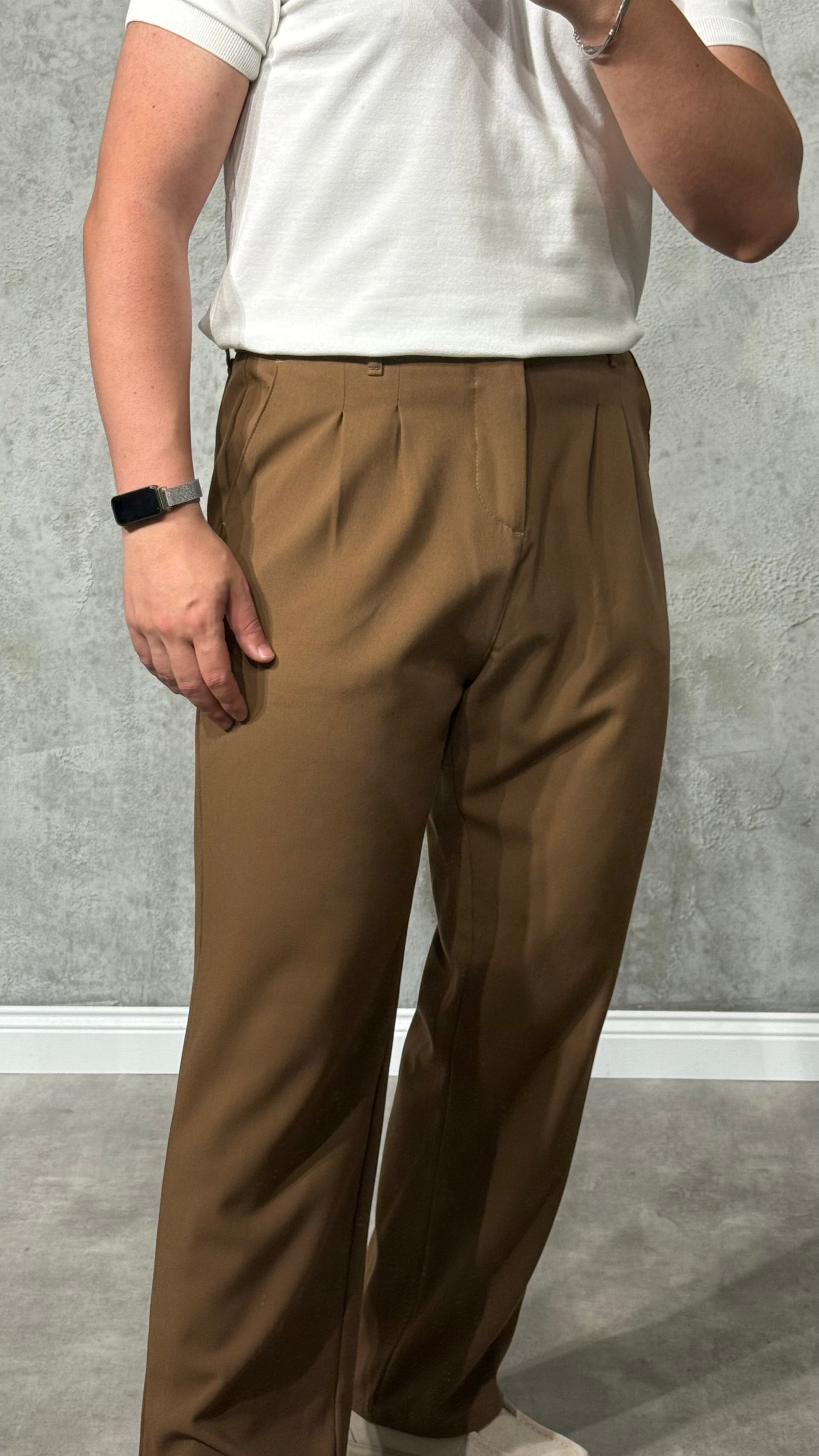 Pileli Baggy Kumaş Pantolon