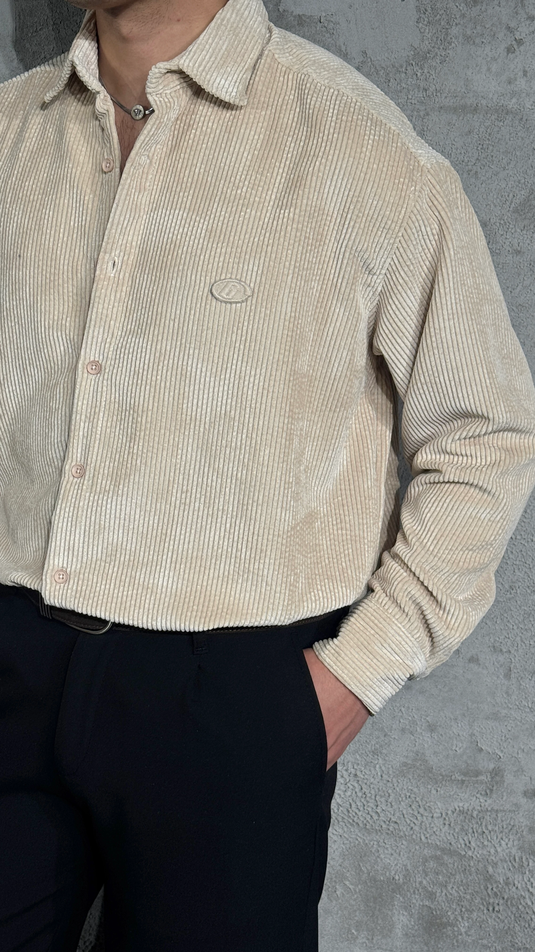 Erkek Oversize Kadife Gömlek