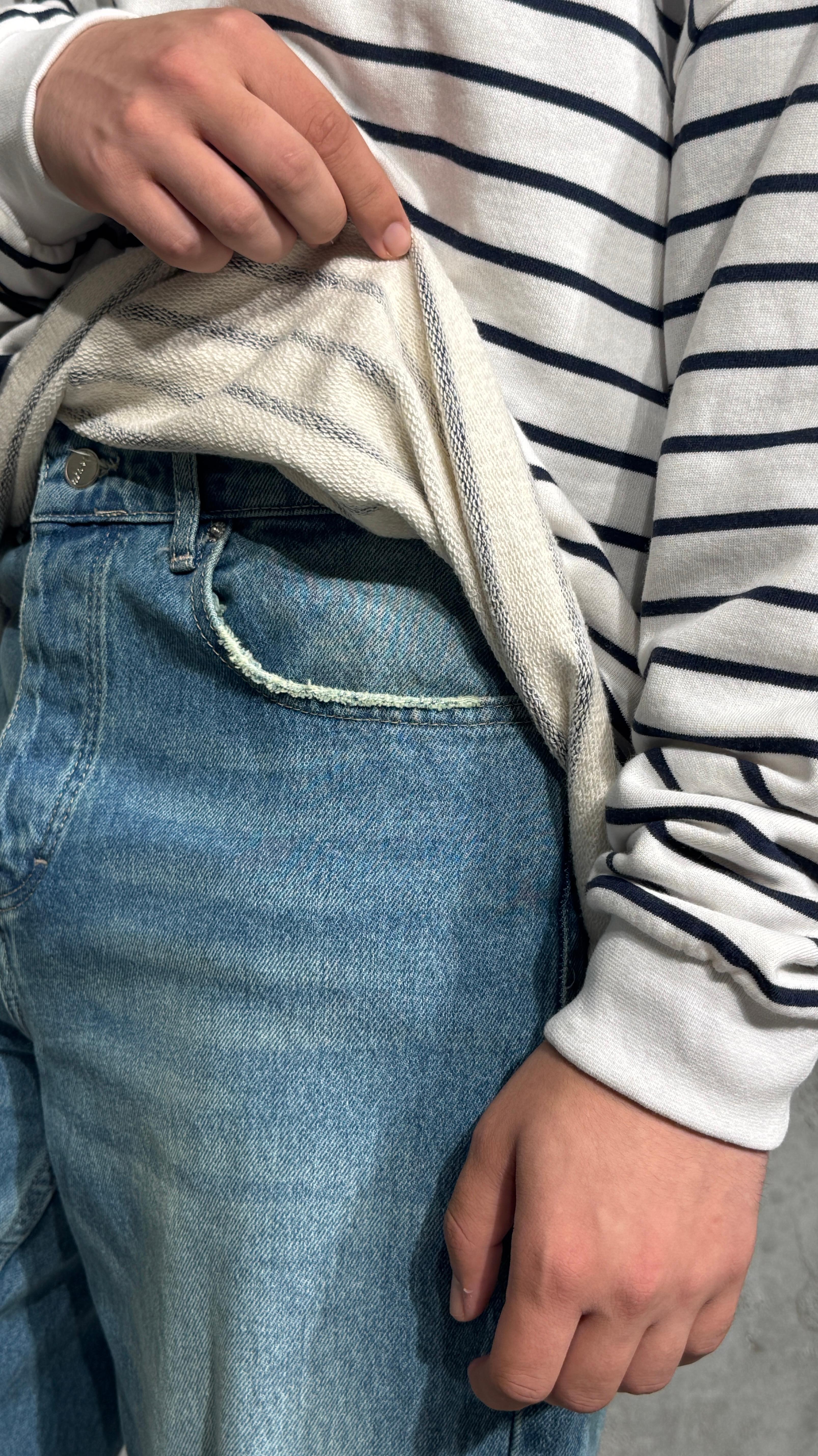 Erkek Oversize Polo Yaka Çizgili Premium Uzun Kollu Tişört