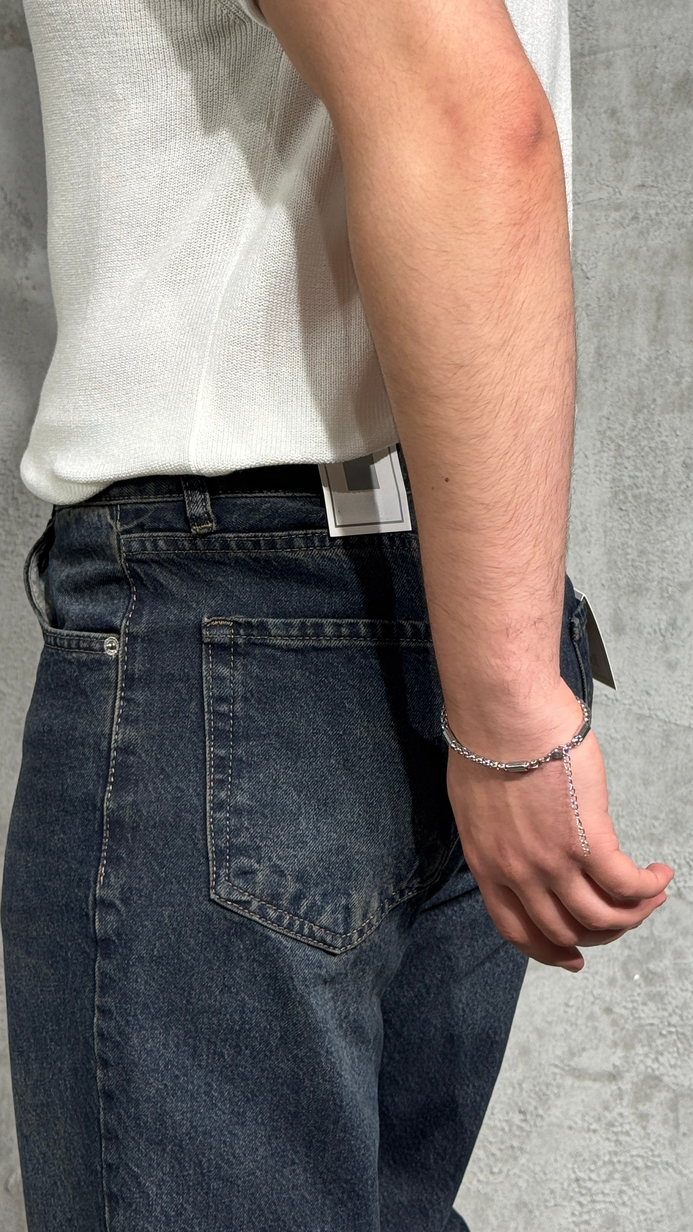 Erkek Yıkamalı Koyu İndigo Kot Pantolon 