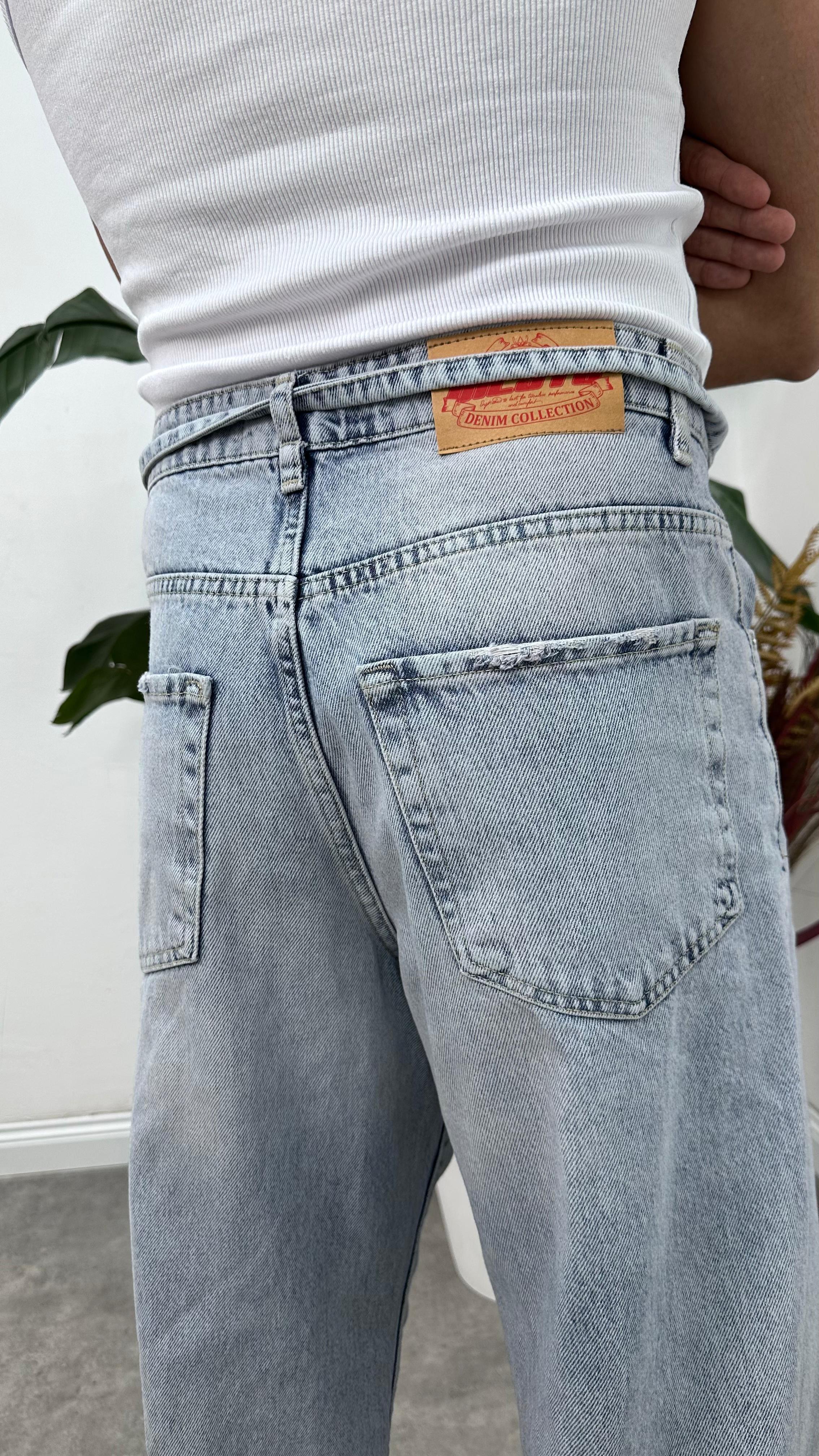 Kemer Detaylı Vintage Baggy Jean