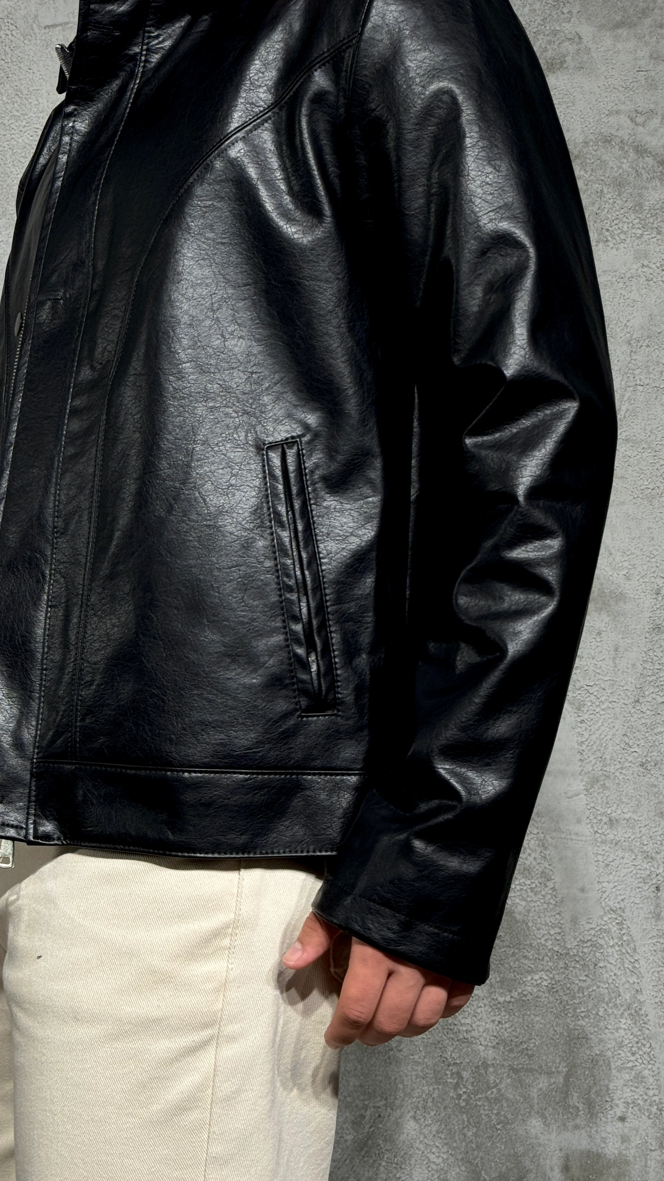 Erkek Siyah Spor Deri Ceket