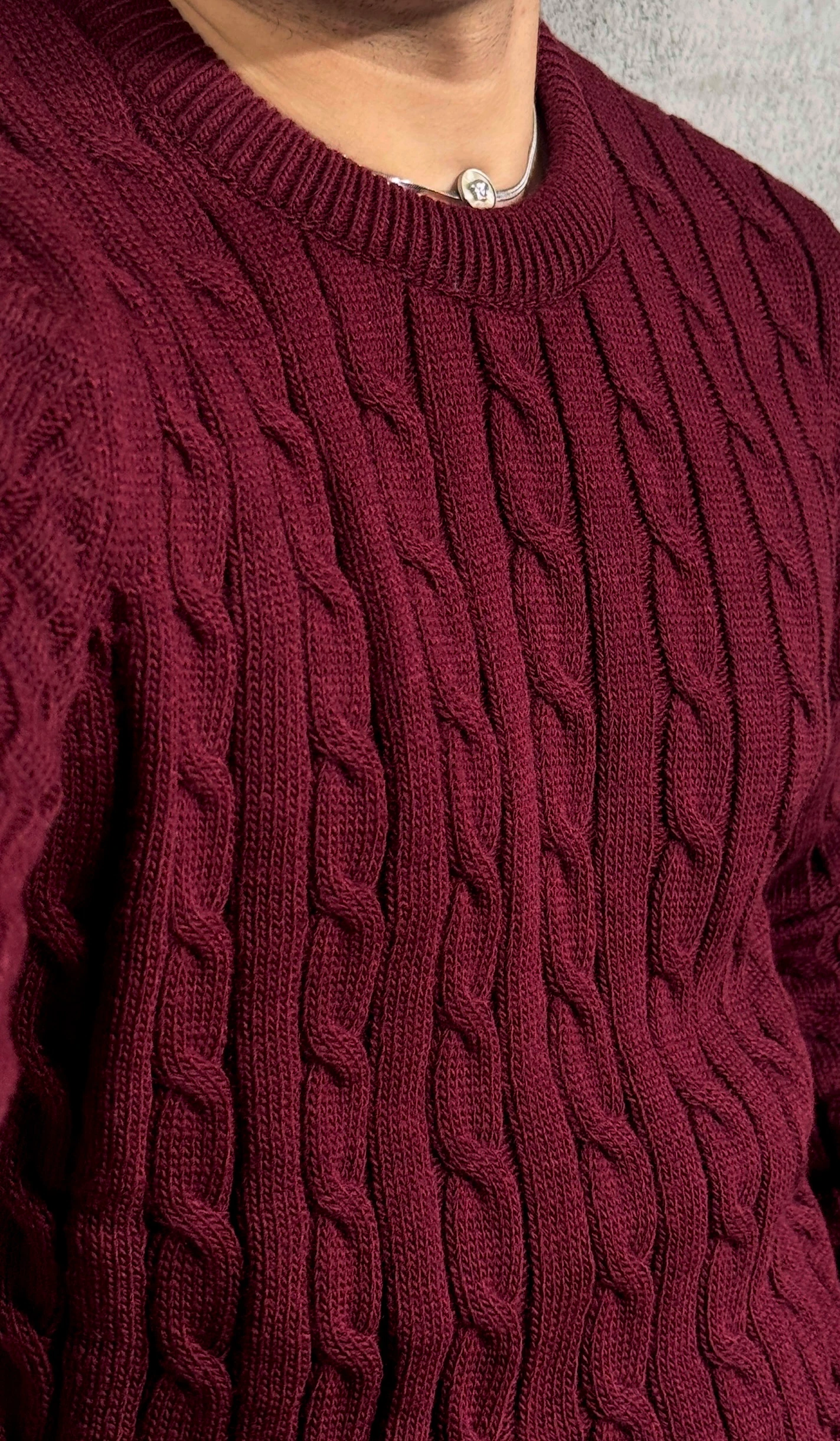 Erkek Bisiklet Yaka Desenli Fit Kazak