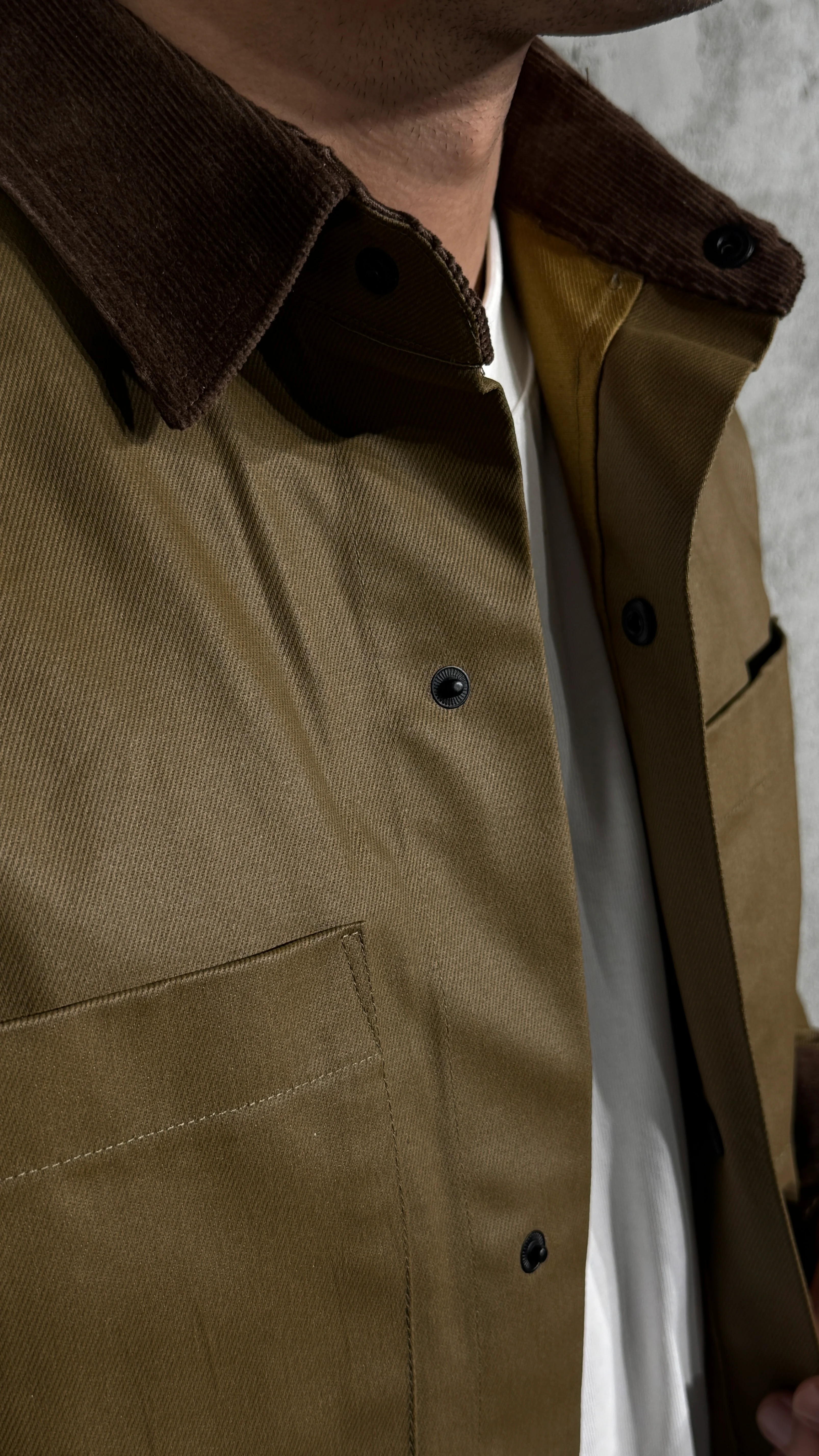 Erkek Kadife Yakalı Wax Dokulu Gömlek Ceket