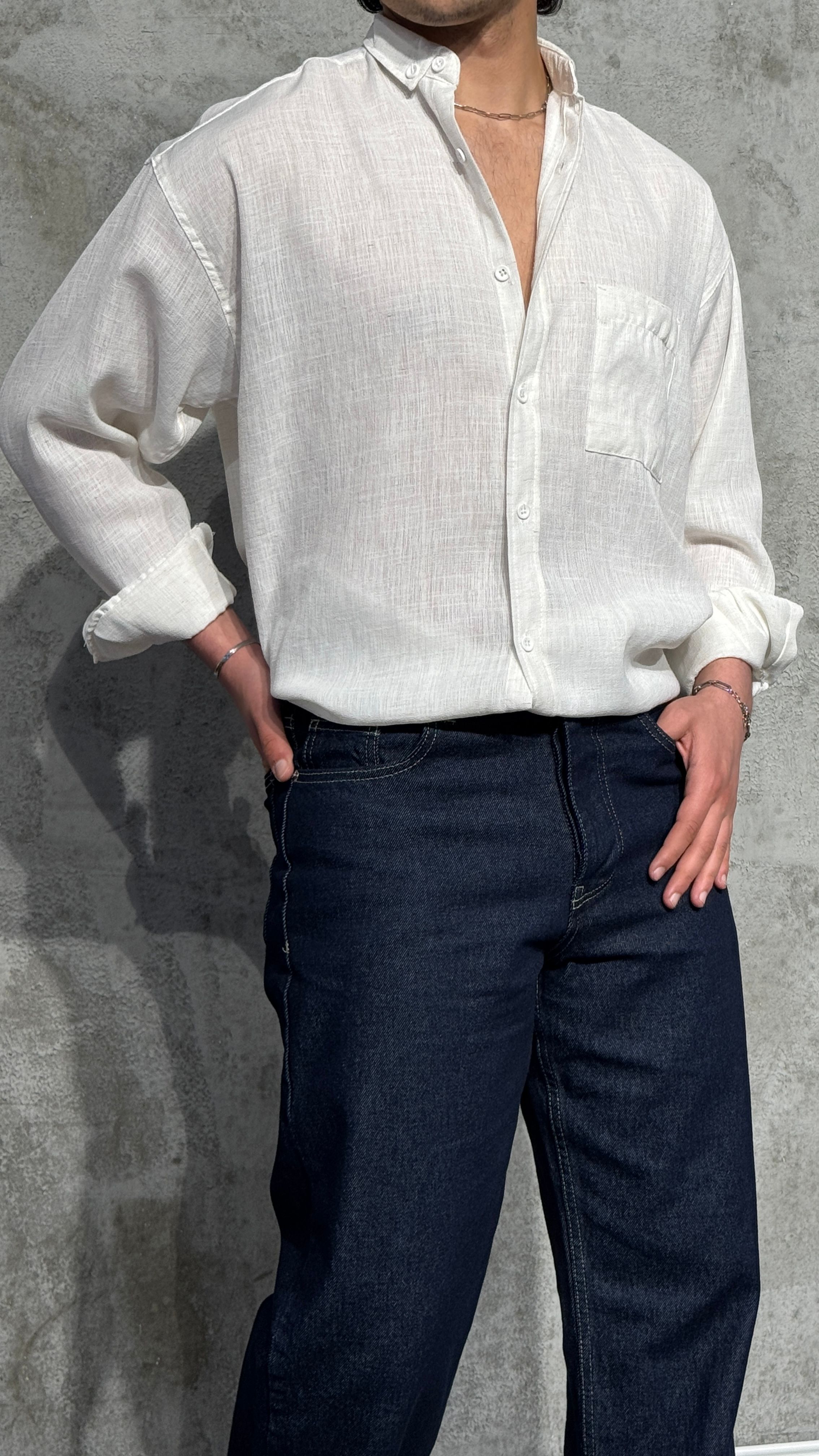Oversize Fit Keten Gömlek
