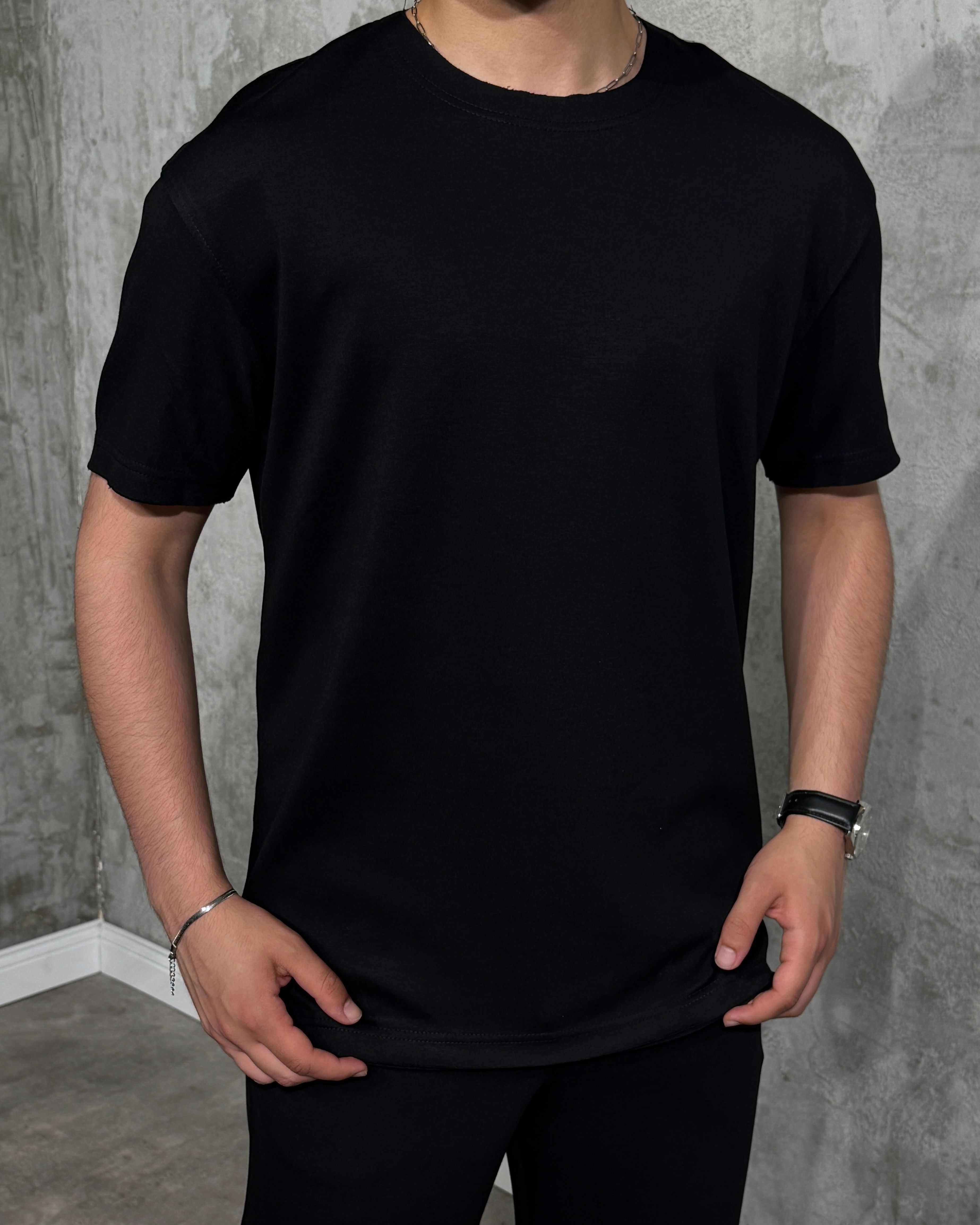 Premium Modal Kumaş Baggy Tişört - Siyah