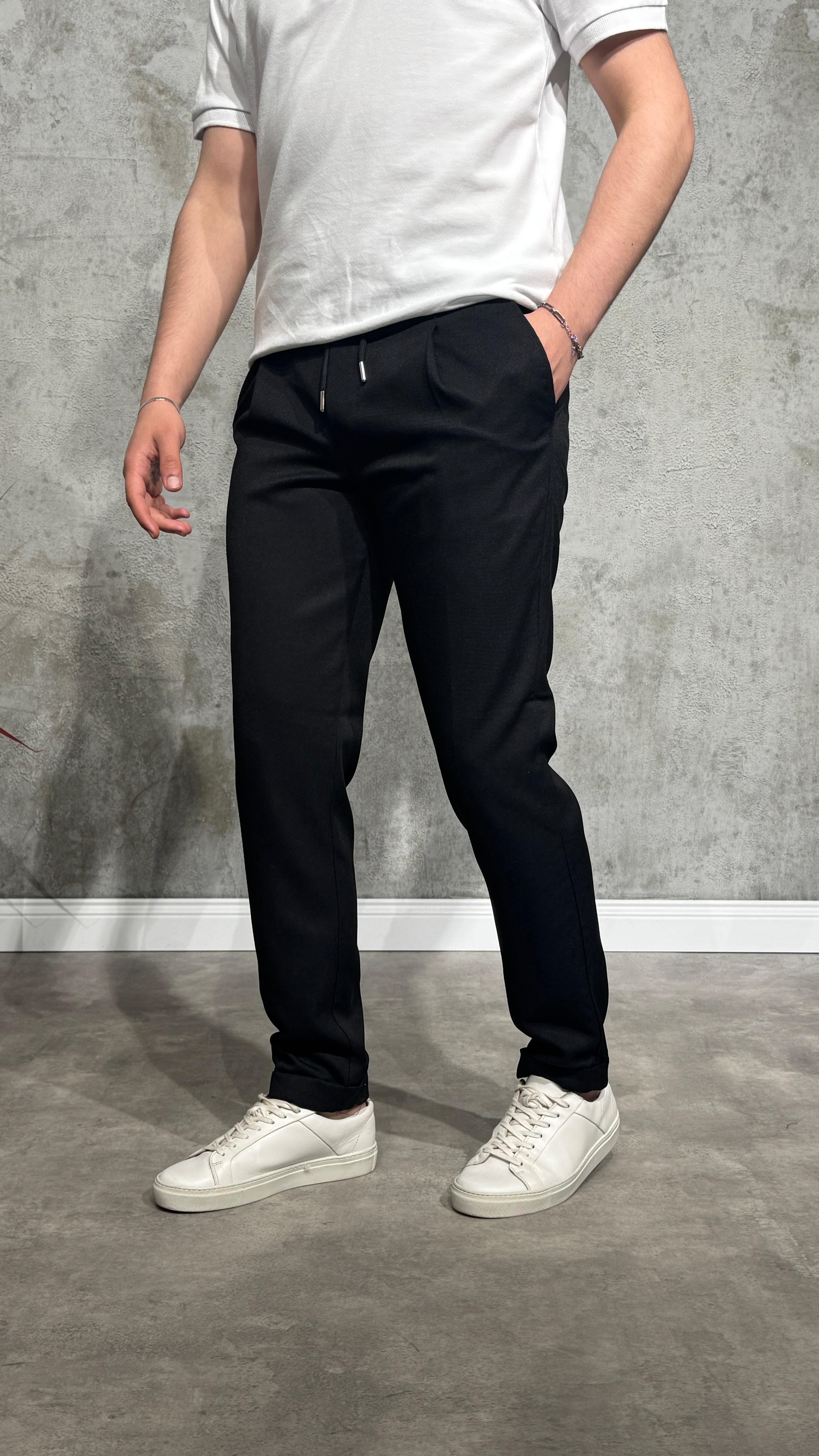 Duble Paça Jogger Pantolon - Siyah