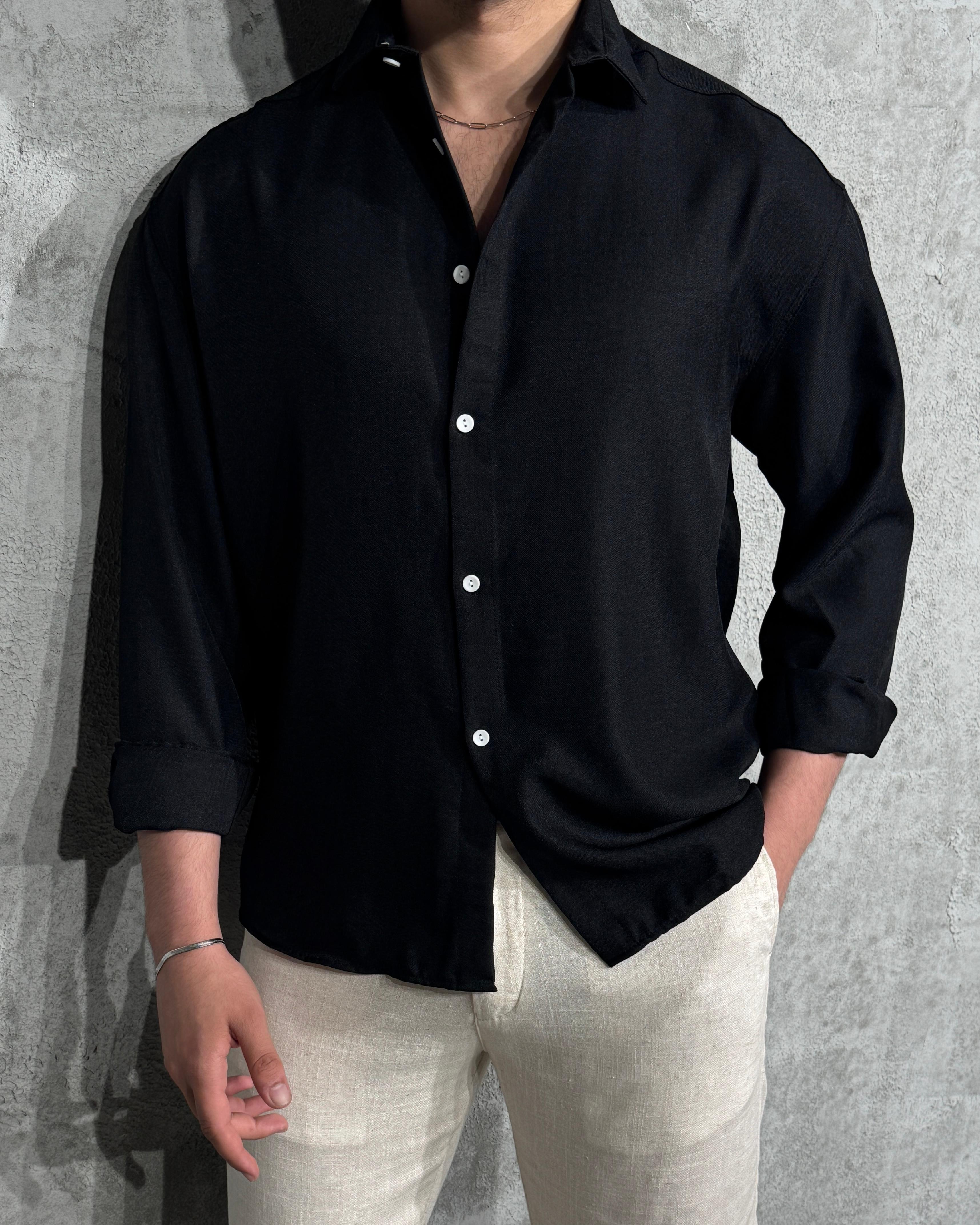 Oversize Yazlık Gömlek - Siyah
