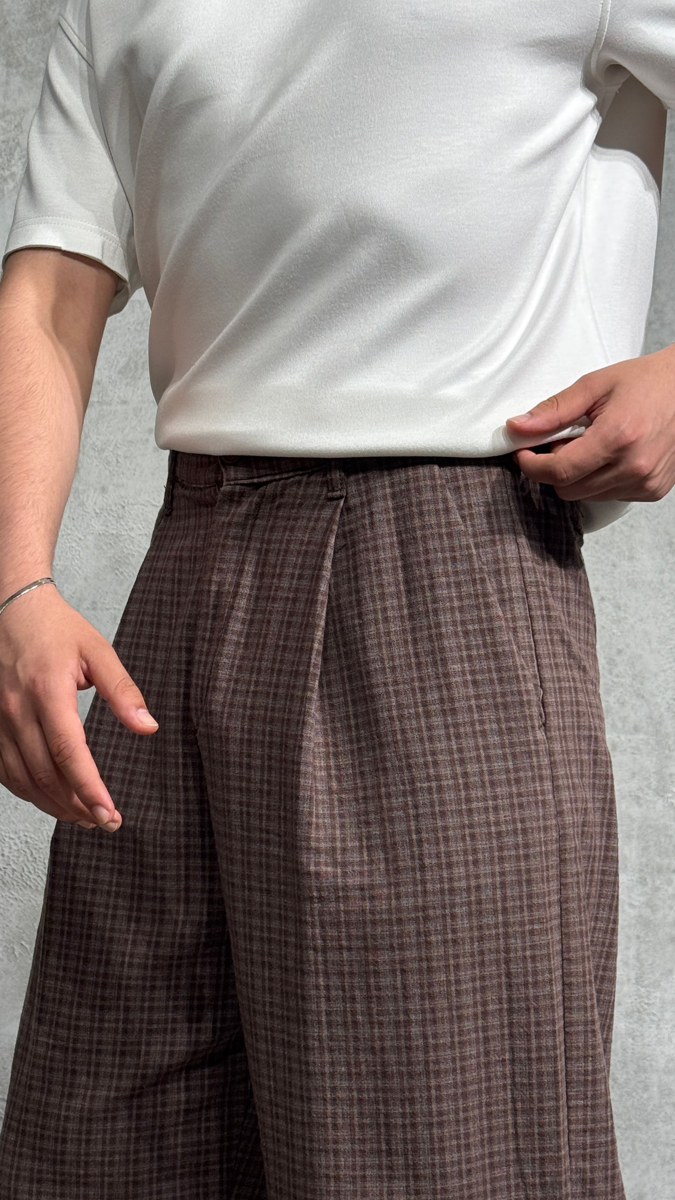 Premium Ekoseli Baggy Kumaş Pantolon
