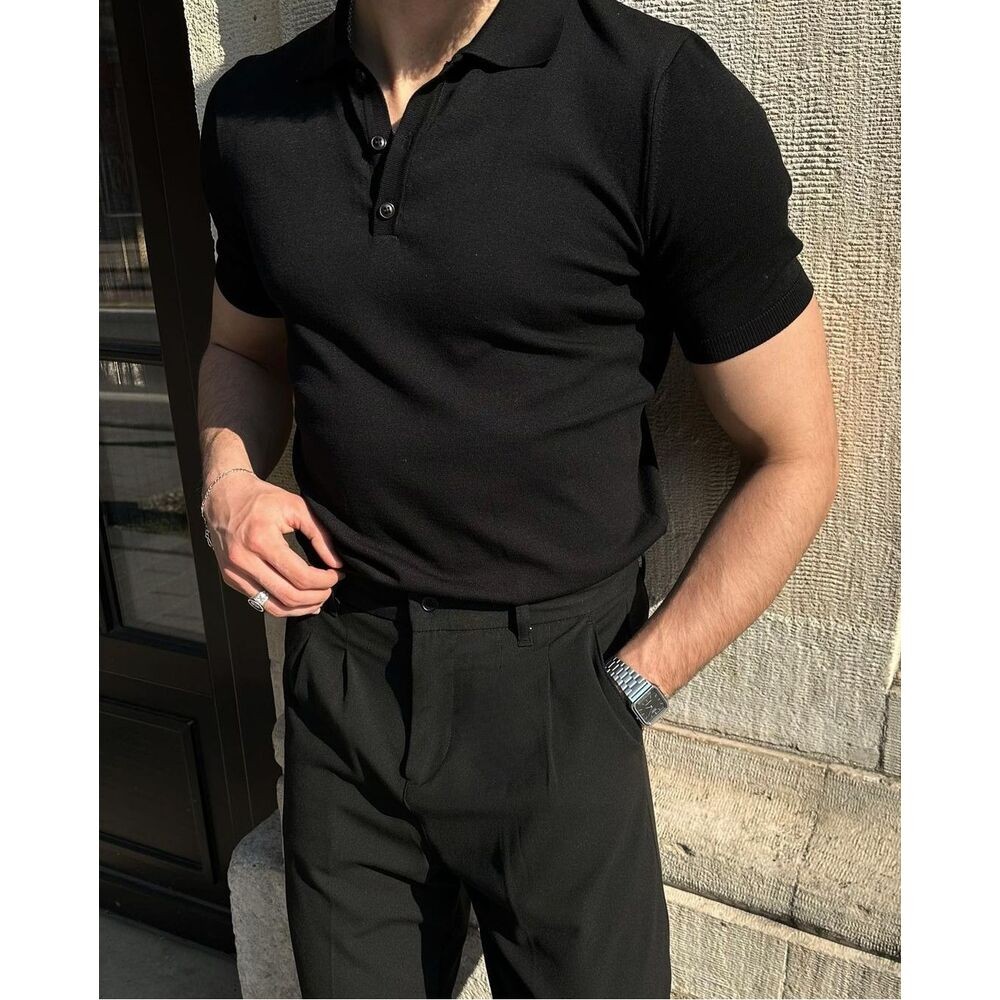 Premium Polo Yaka Tişört - Siyah