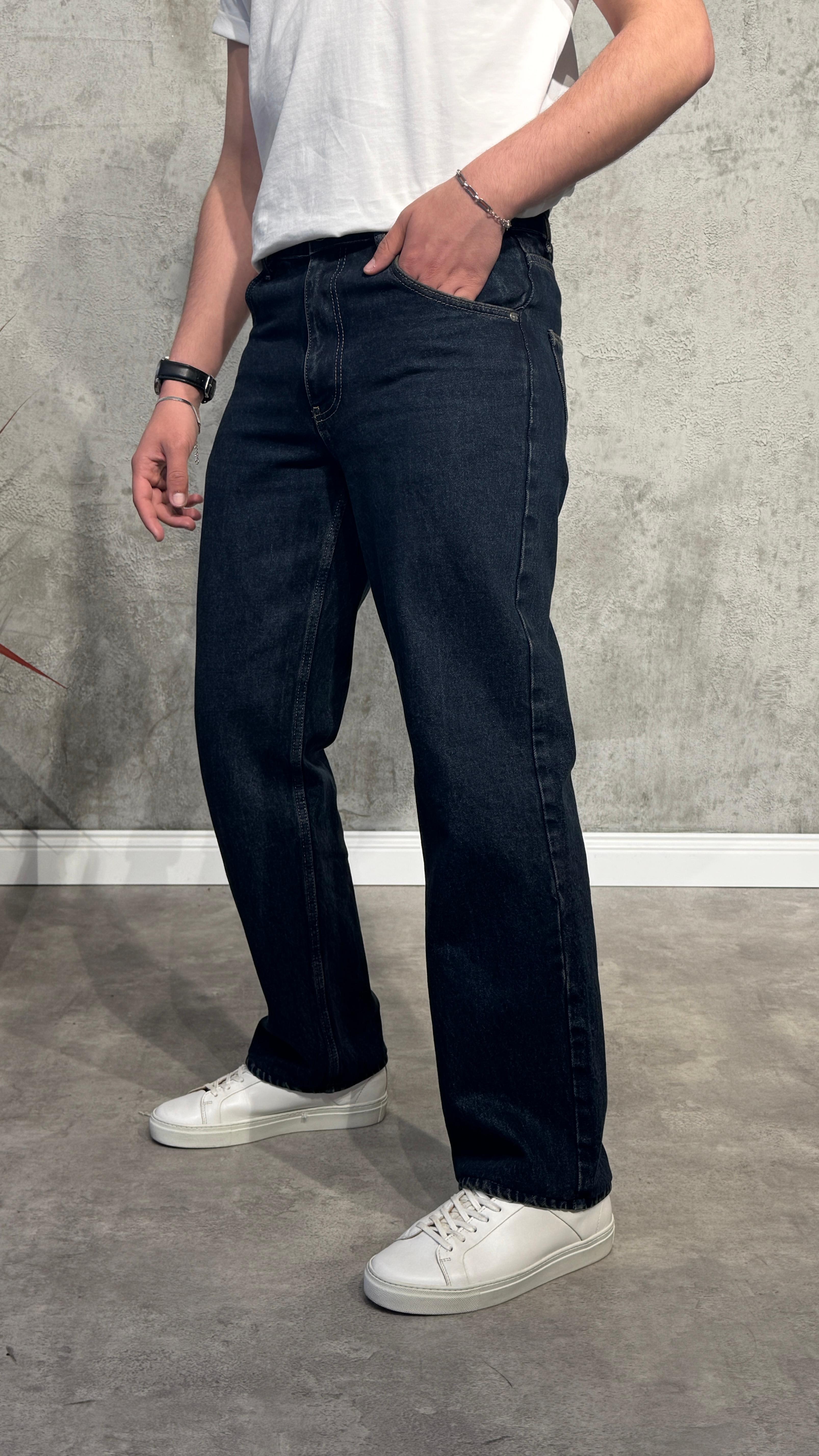 Baggy Fit Kot Pantolon - İndigo