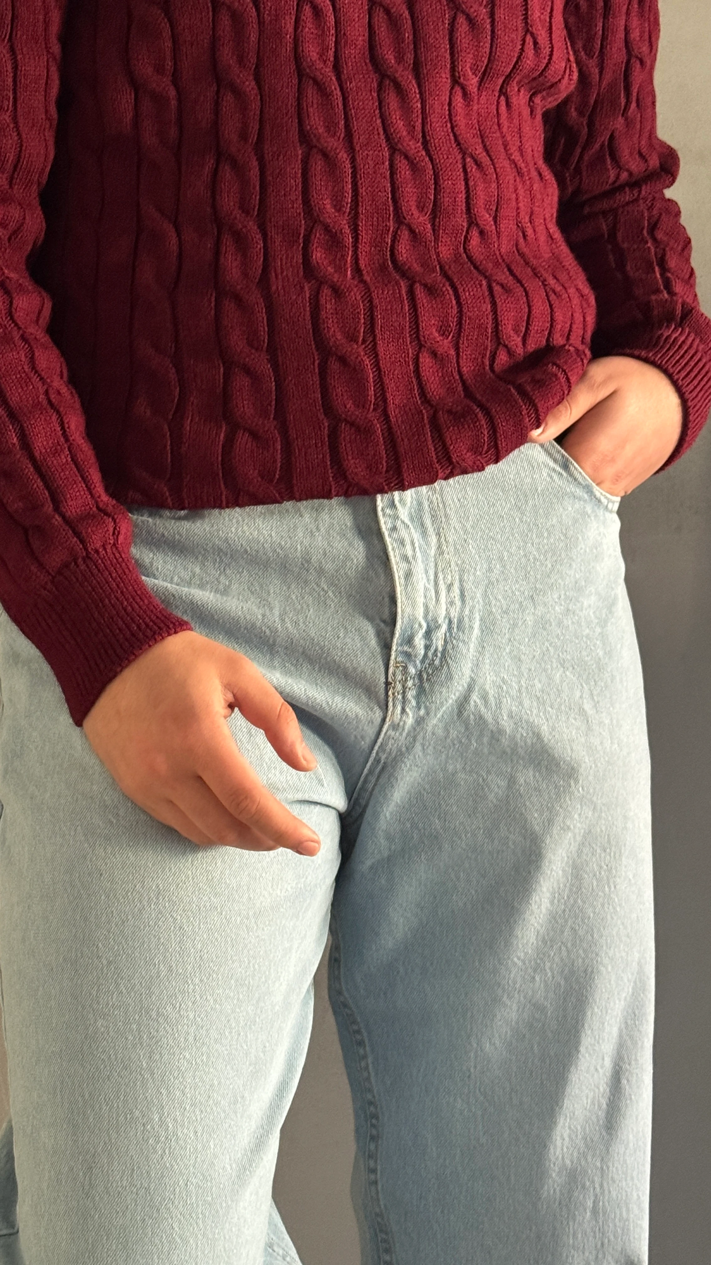 Erkek Yüksek Bel Buz Mavi Baggy Kot Pantolon