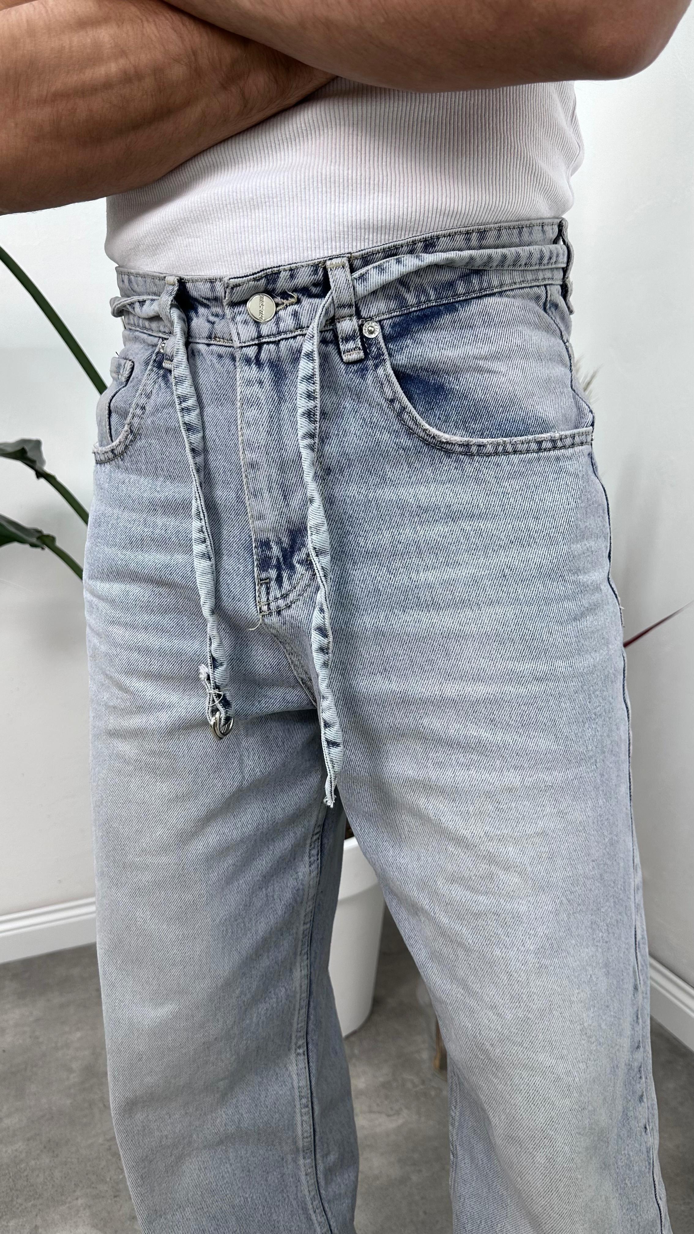 Kemer Detaylı Vintage Baggy Jean