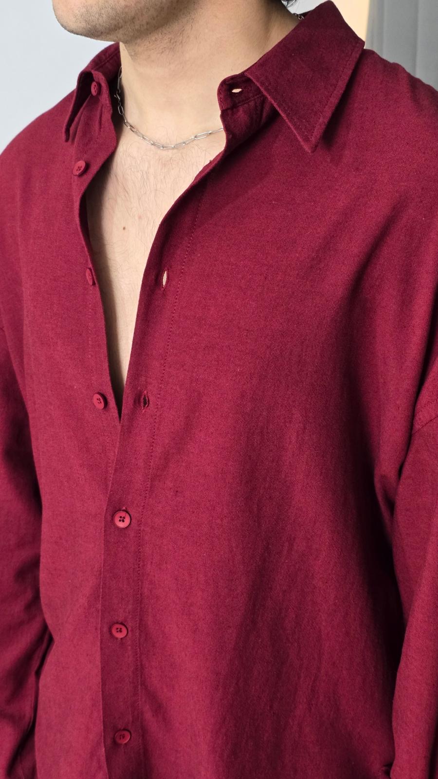 Erkek Oversize Premium Kışlık Keten Gömlek