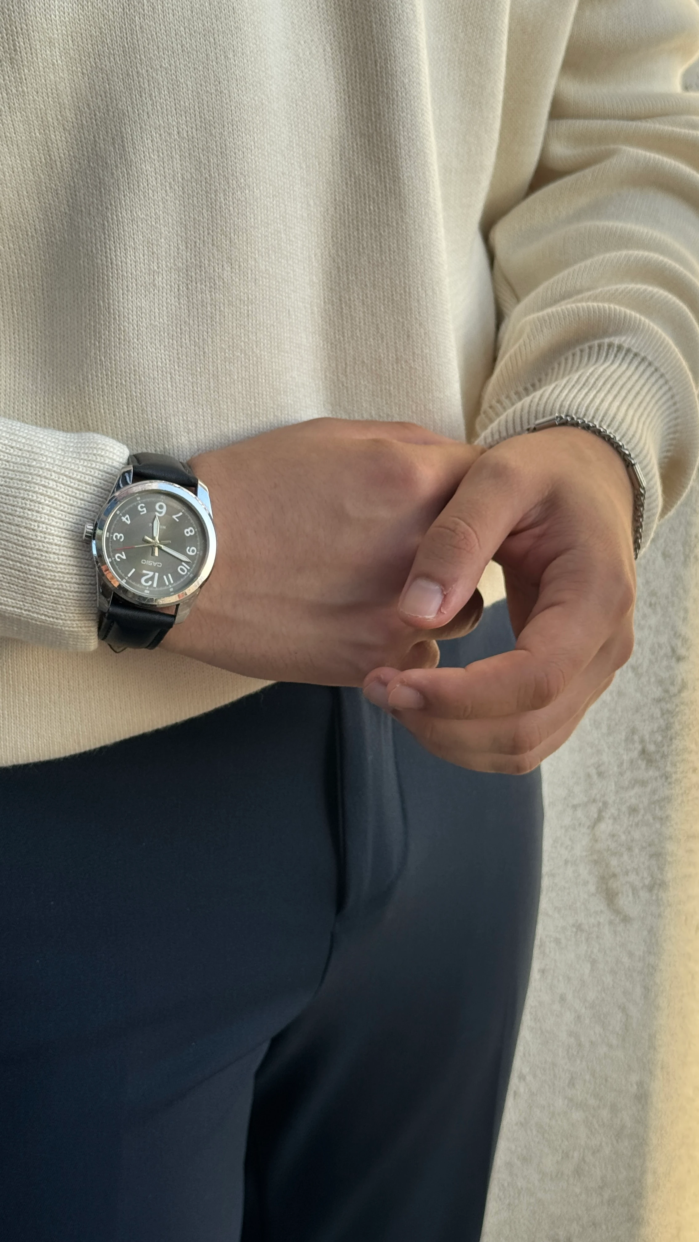 Erkek Premium Kalite Düğmeli Krem Triko Kazak