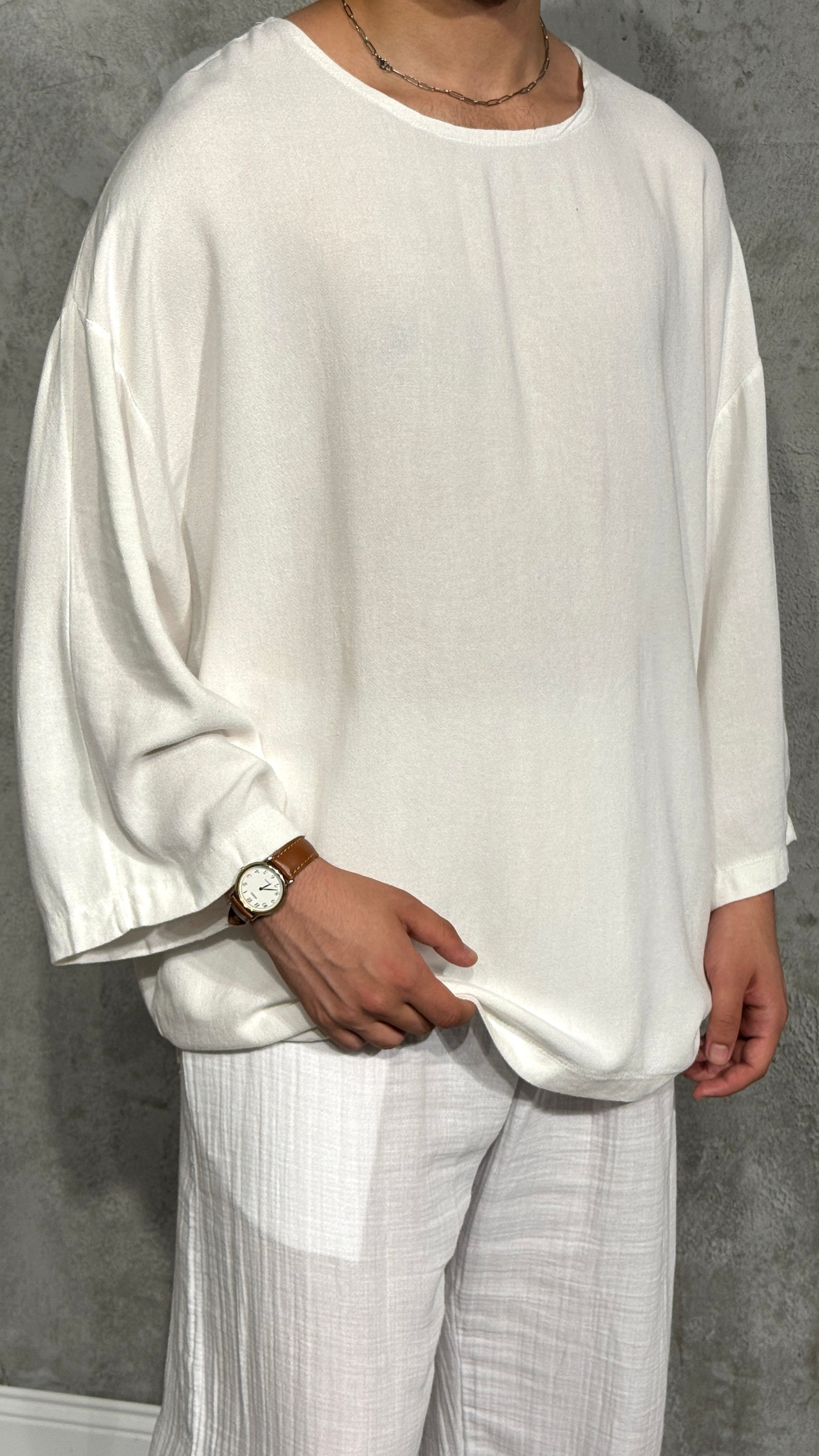 Oversize Keten Fakir Kol Tişört