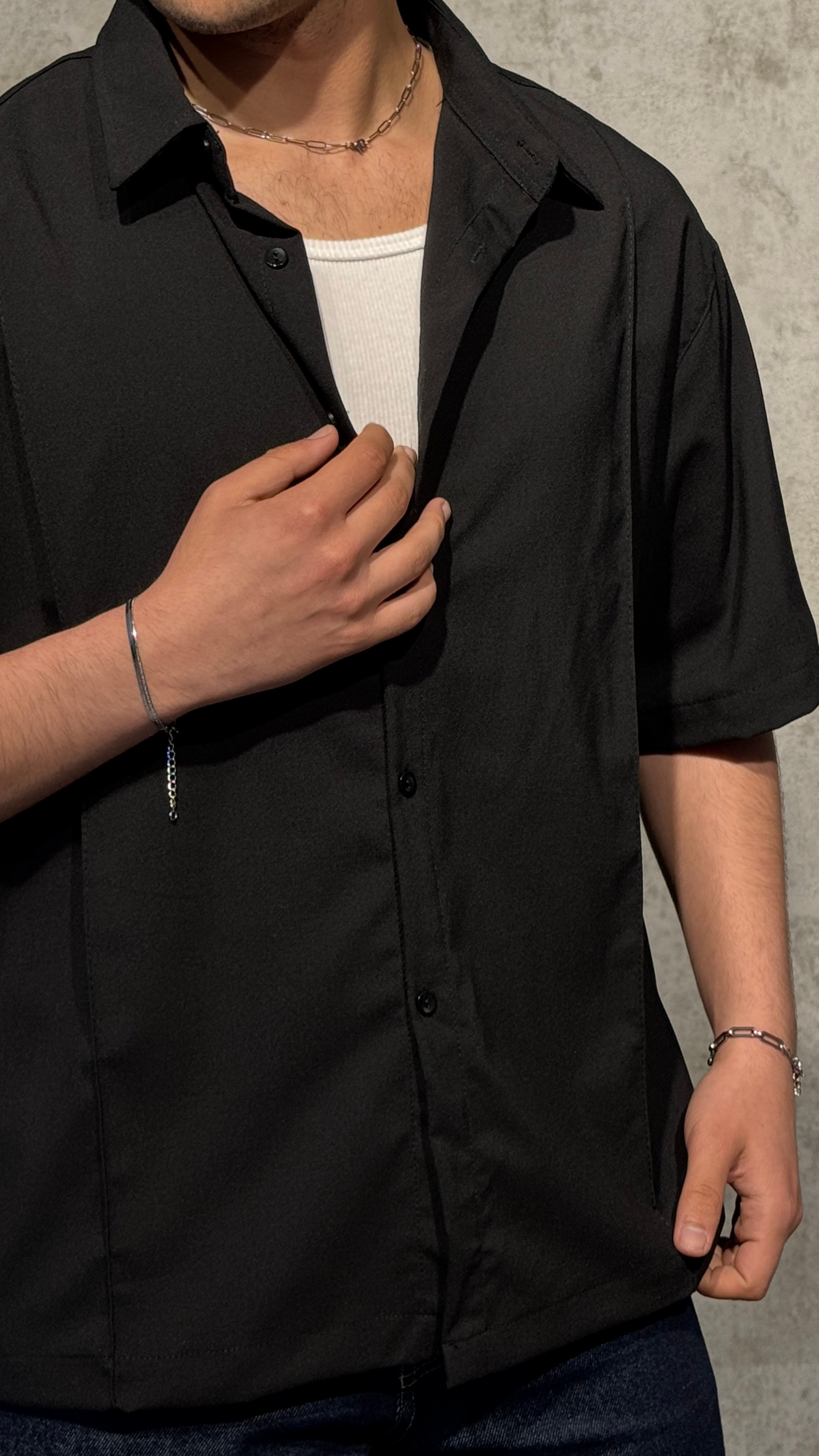 Oversize Kısa Kol Keten Gömlek