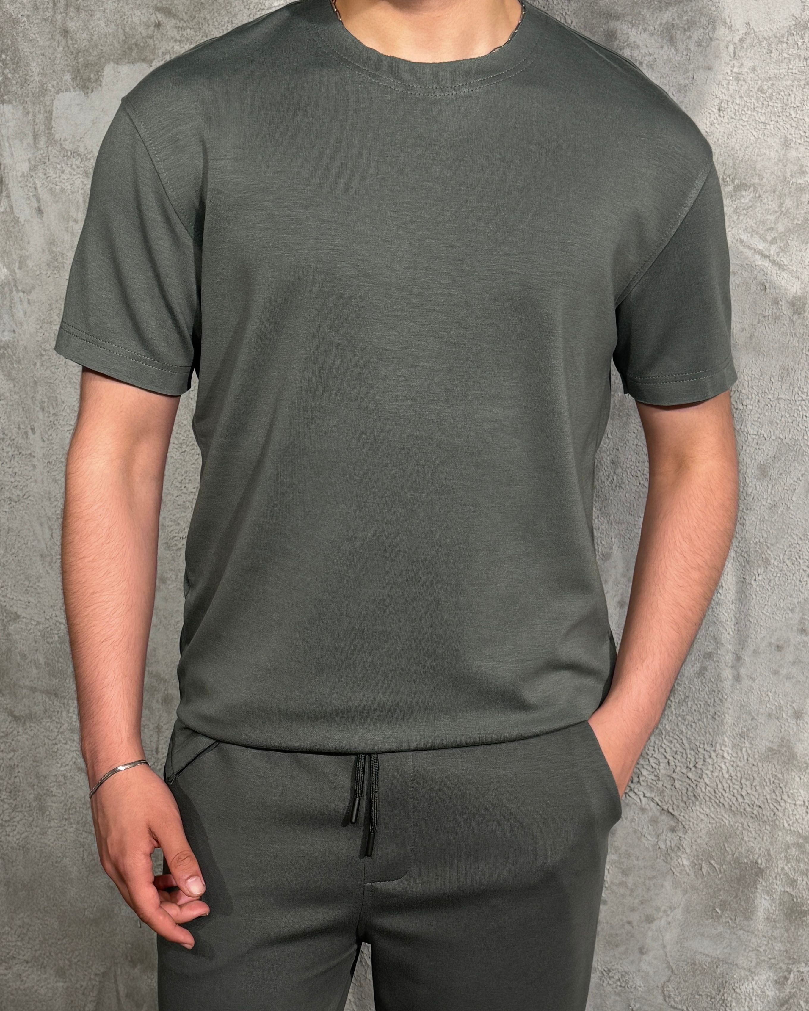 Premium Modal Kumaş Baggy Tişört - Haki