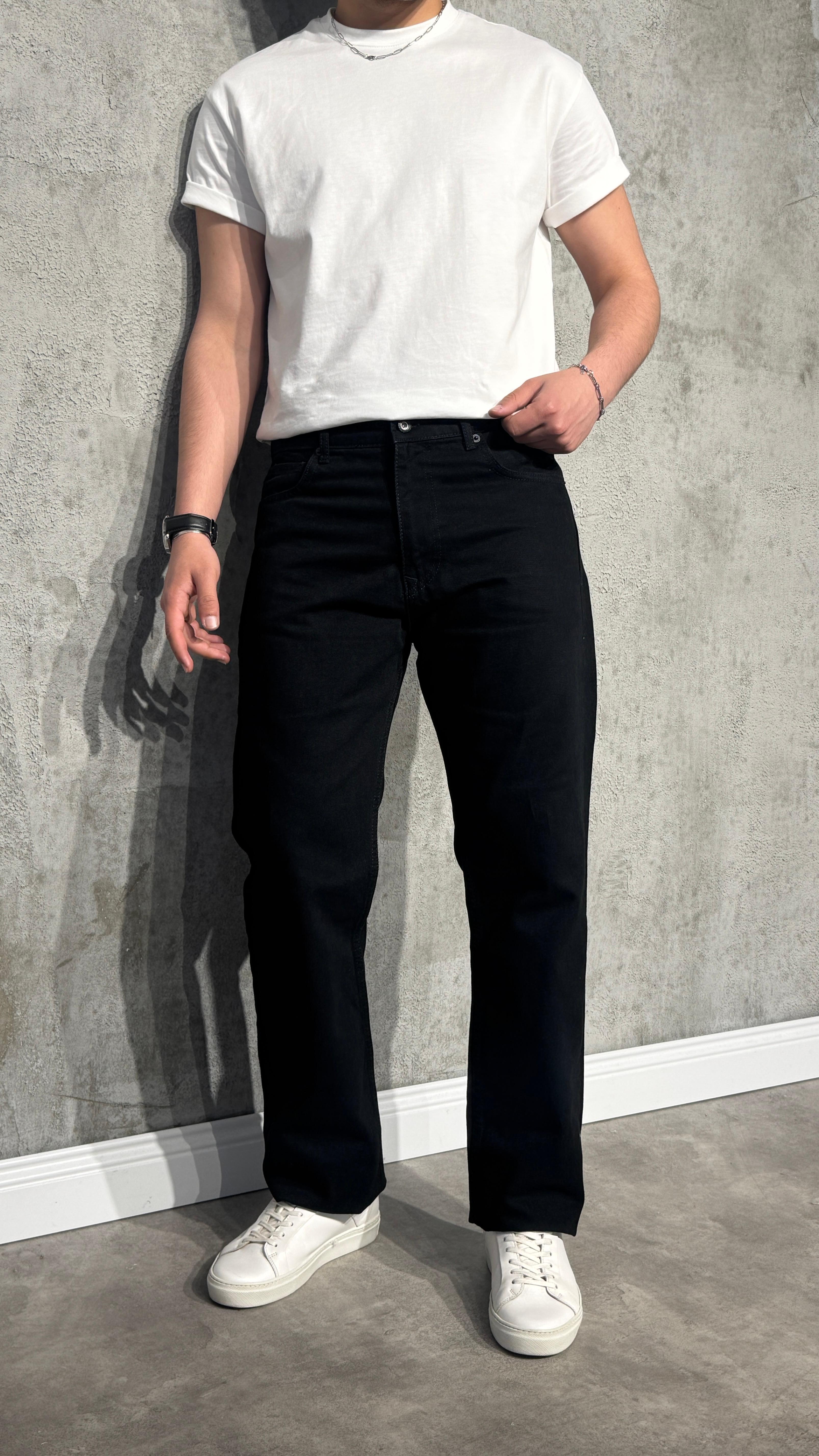 Straight Fit Siyah Kot Pantolon