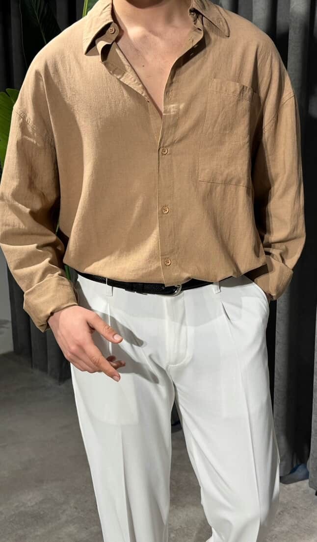 Oversize Keten Gömlek