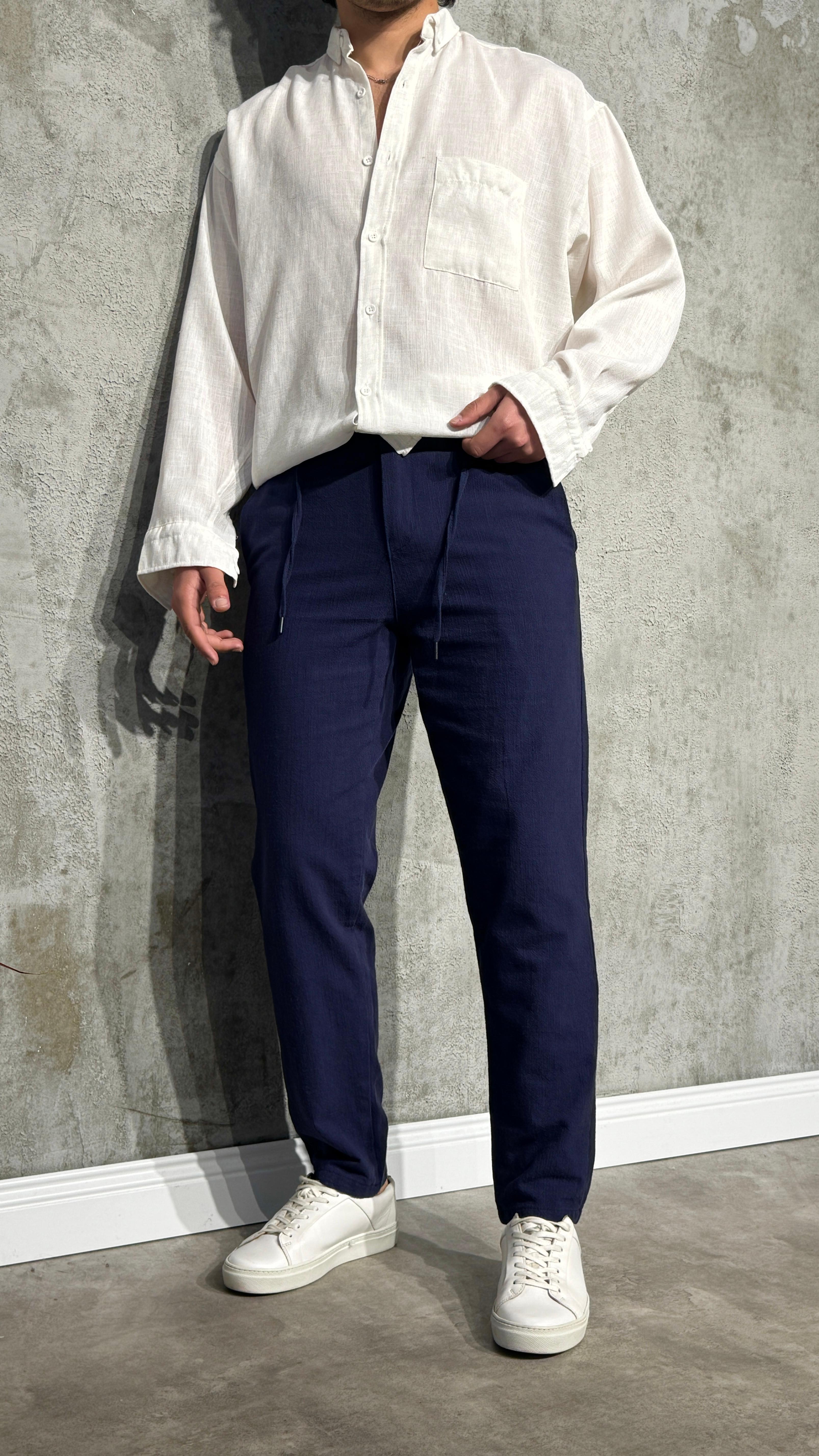 Keten Slim Pantolon - Lacivert