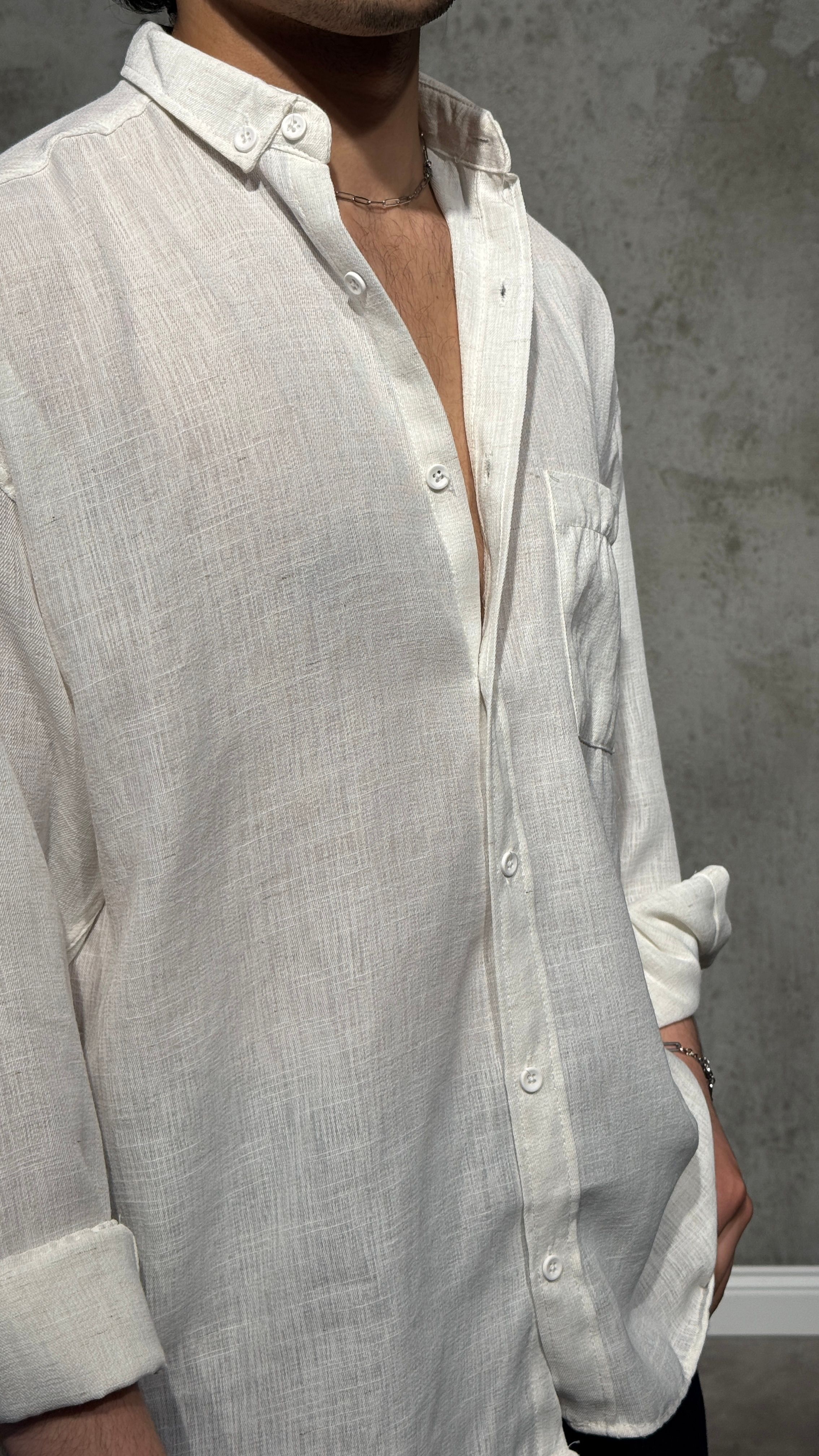 Oversize Fit Keten Gömlek