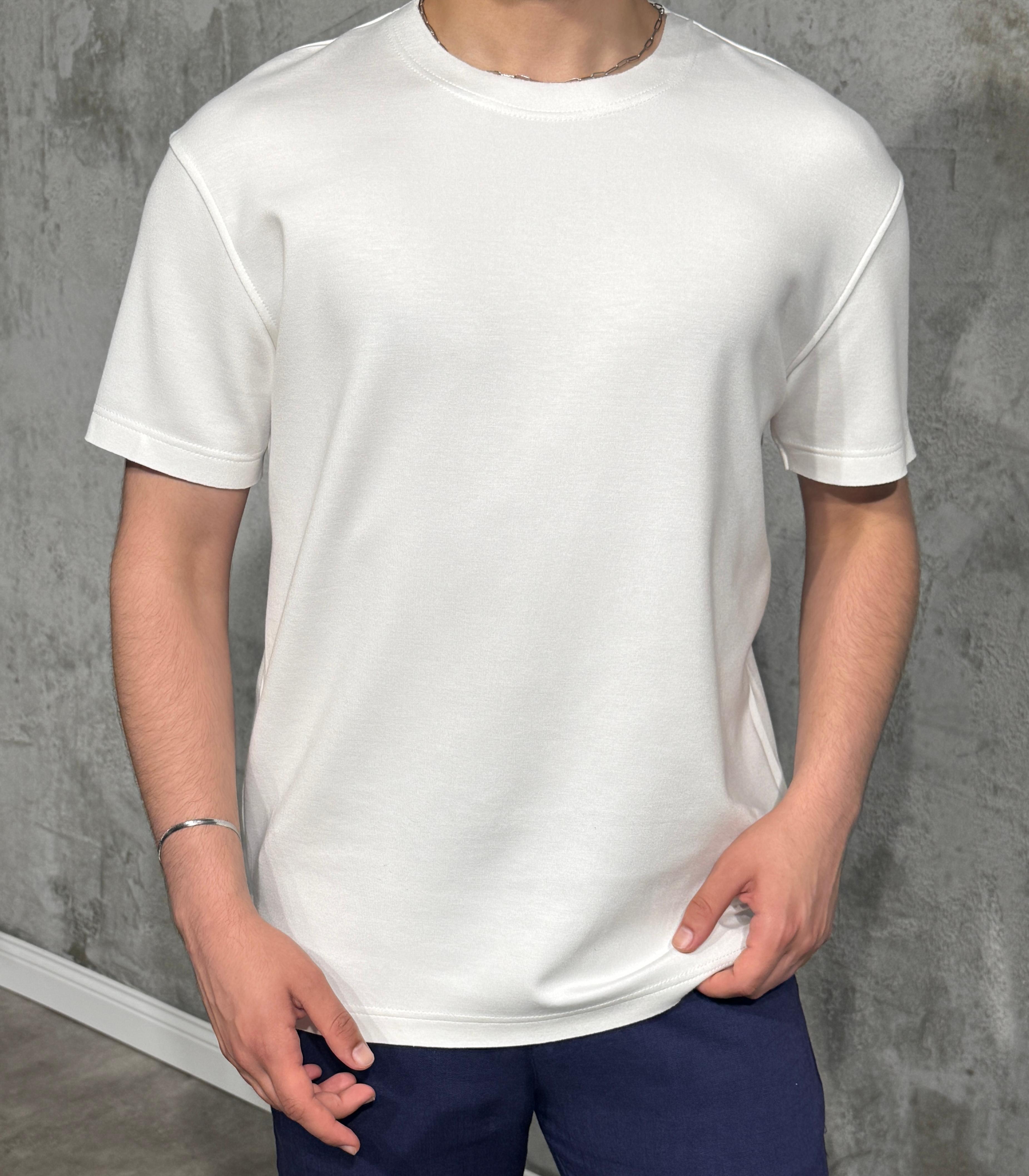 Premium Modal Kumaş Baggy Tişört - Beyaz