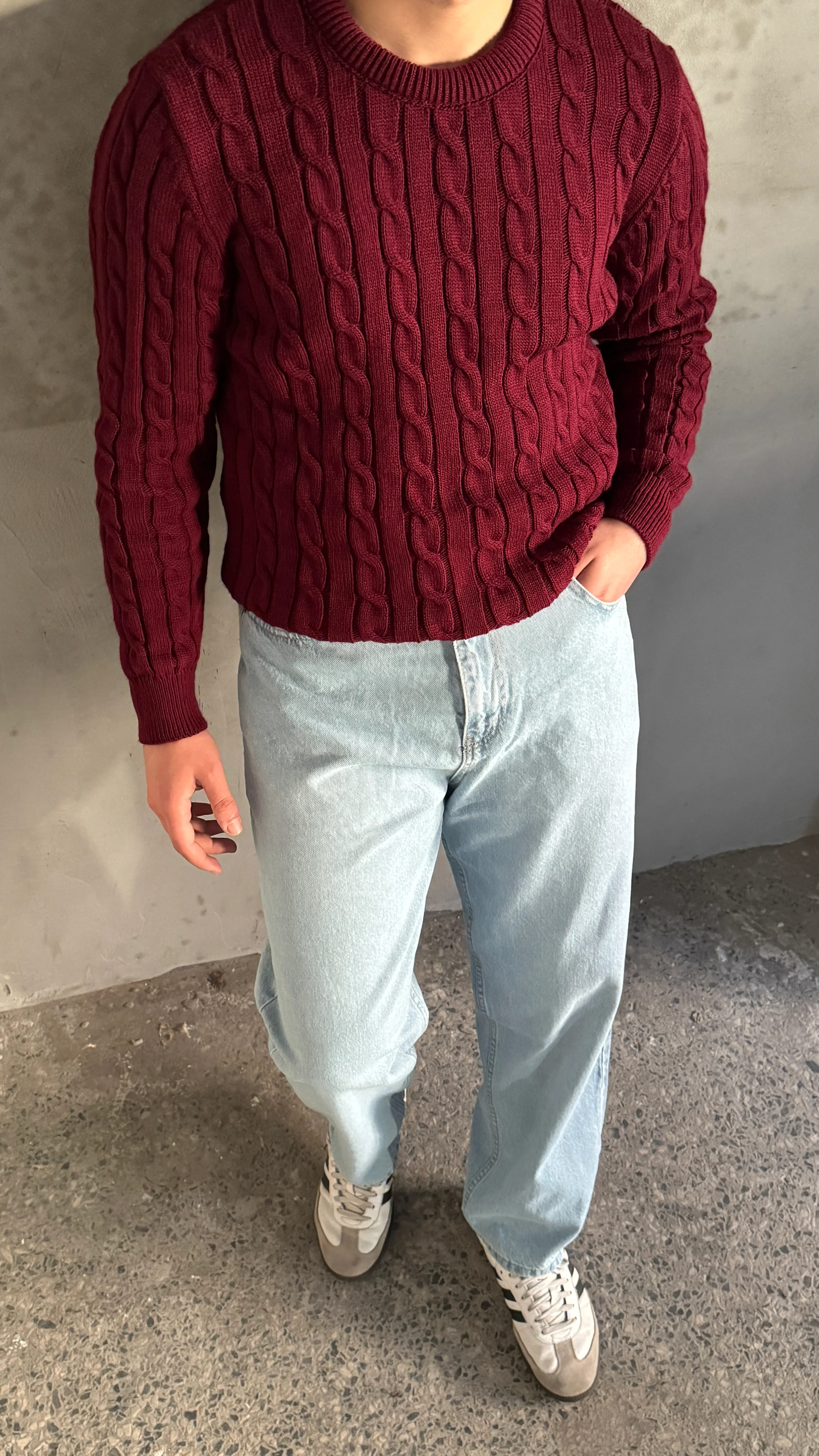 Erkek Yüksek Bel Buz Mavi Baggy Kot Pantolon