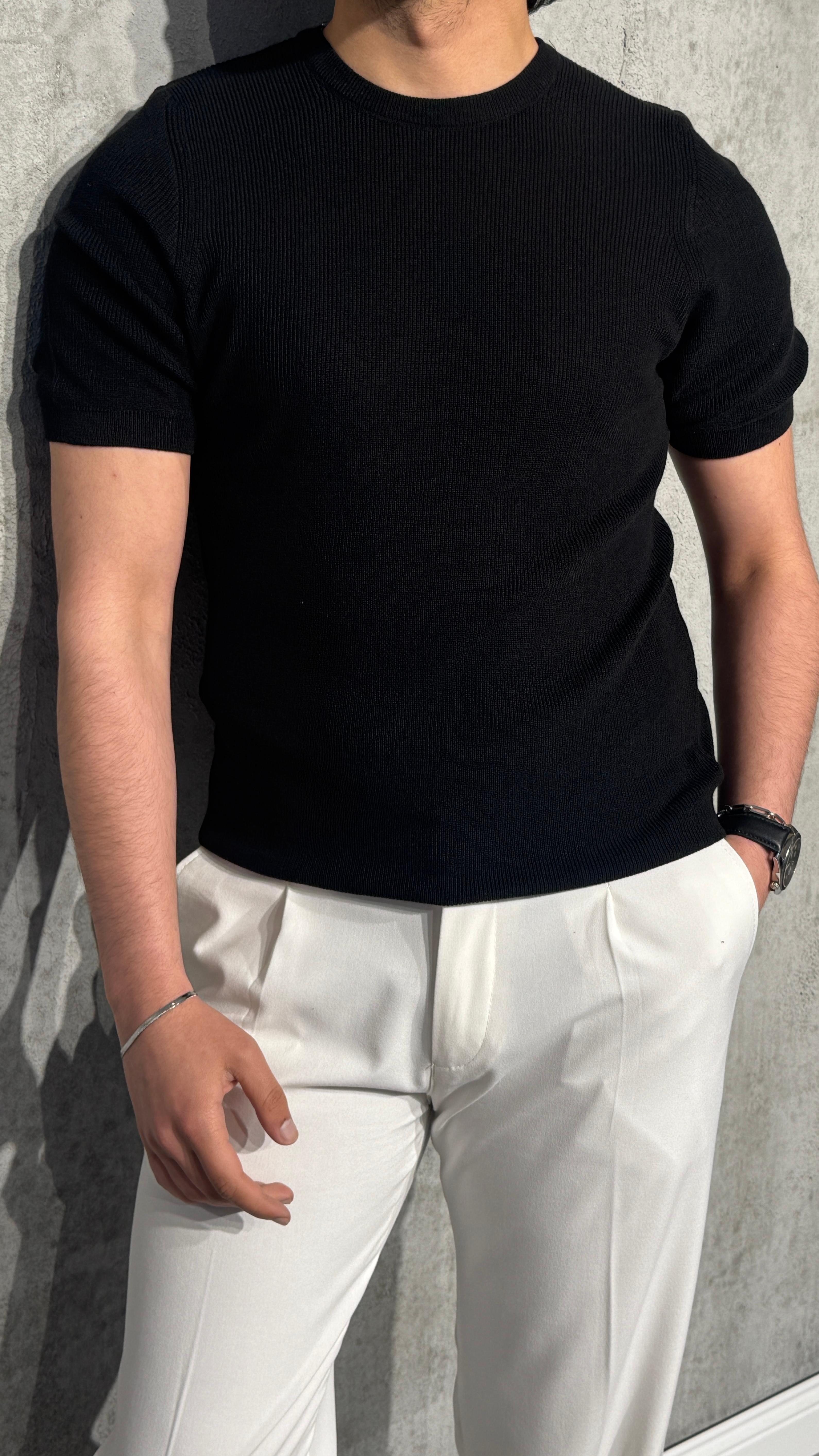 Slim Kalıp Old Money Triko Tişört
