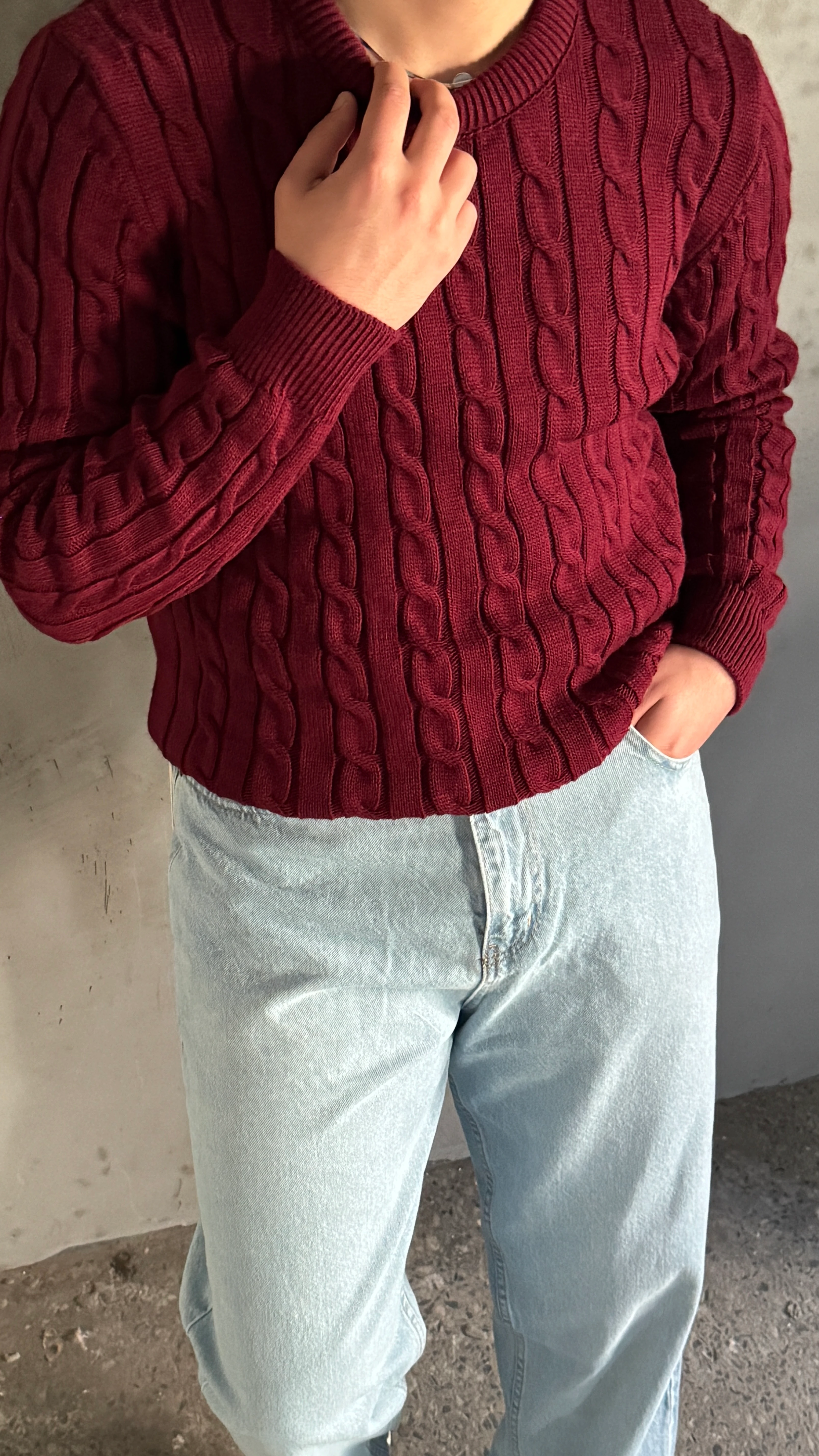 Erkek Yüksek Bel Buz Mavi Baggy Kot Pantolon