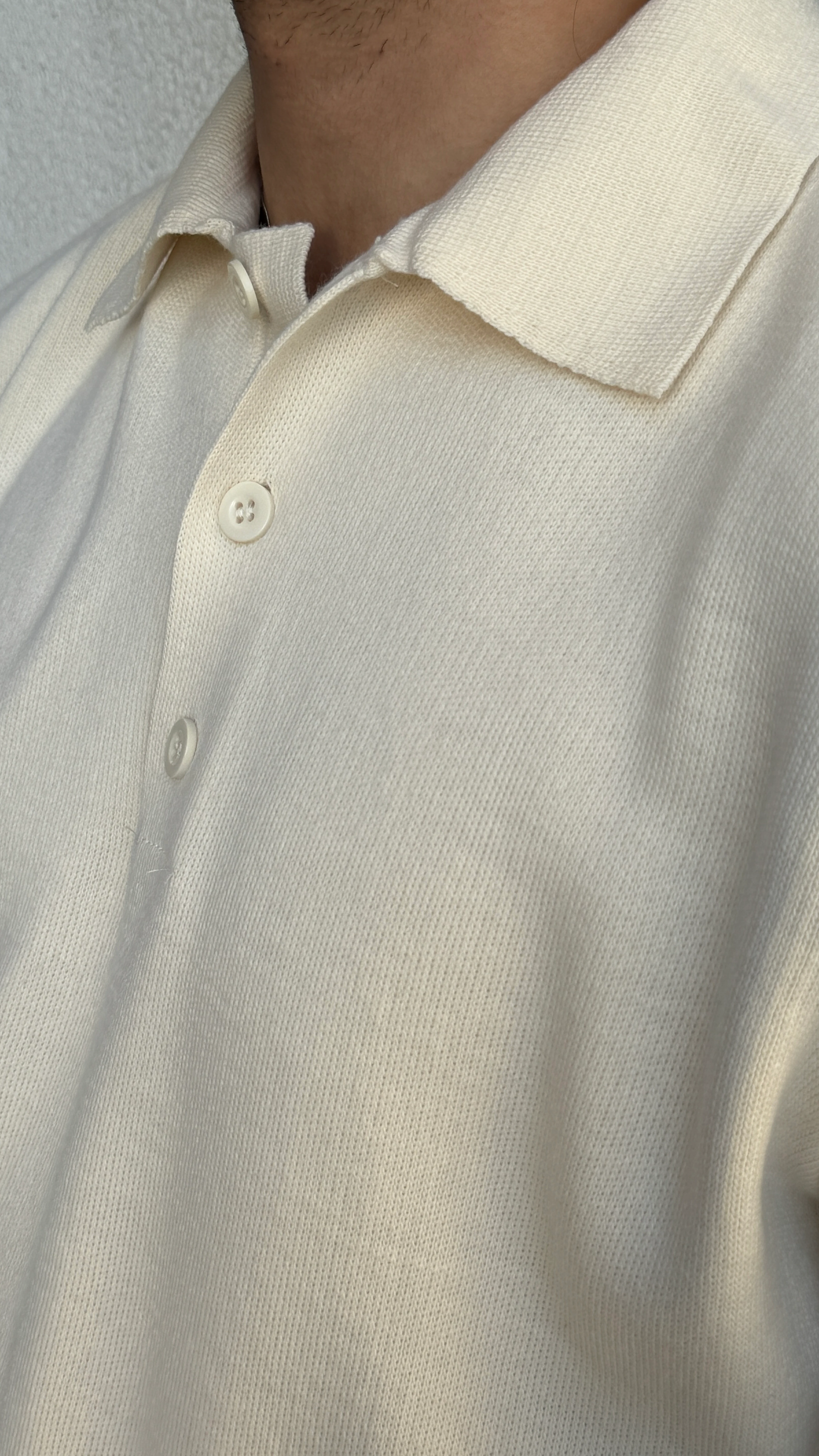 Erkek Premium Kalite Düğmeli Krem Triko Kazak