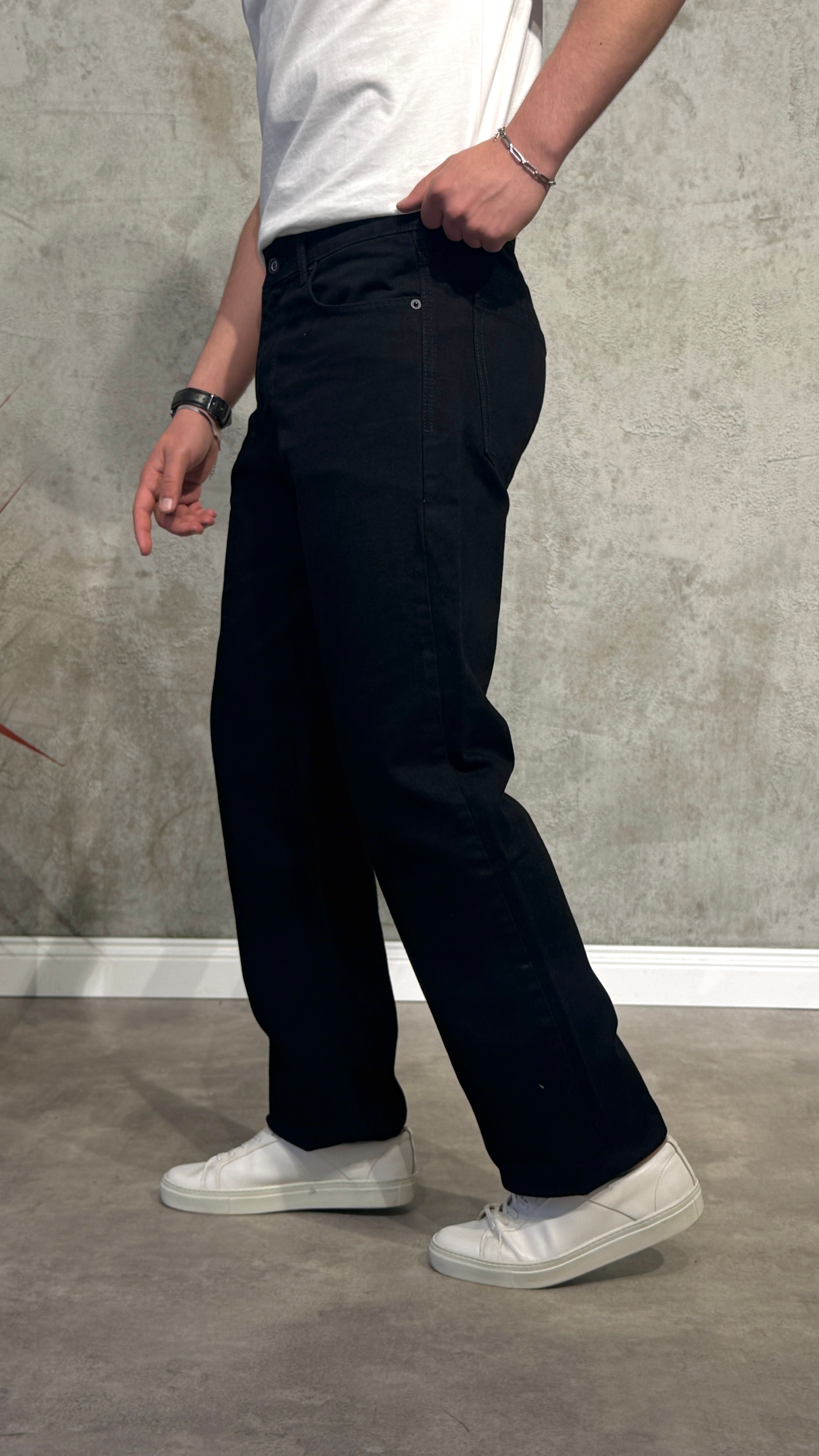 Straight Fit Siyah Kot Pantolon