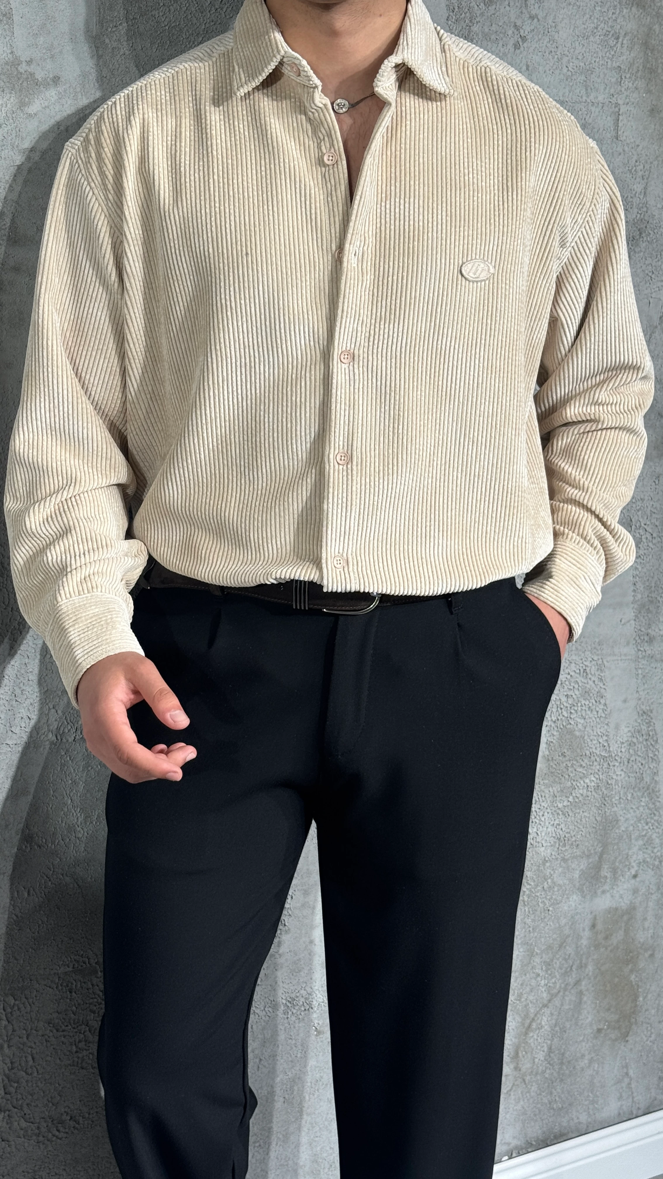 Erkek Oversize Kadife Gömlek