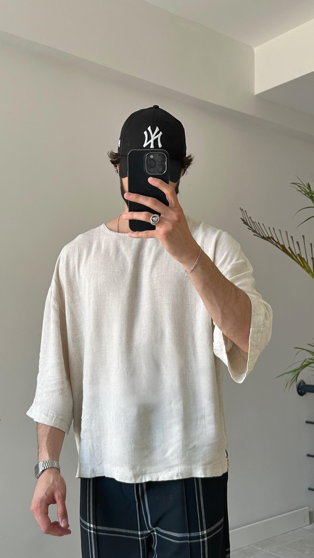 Premium Oversize Keten Tişört