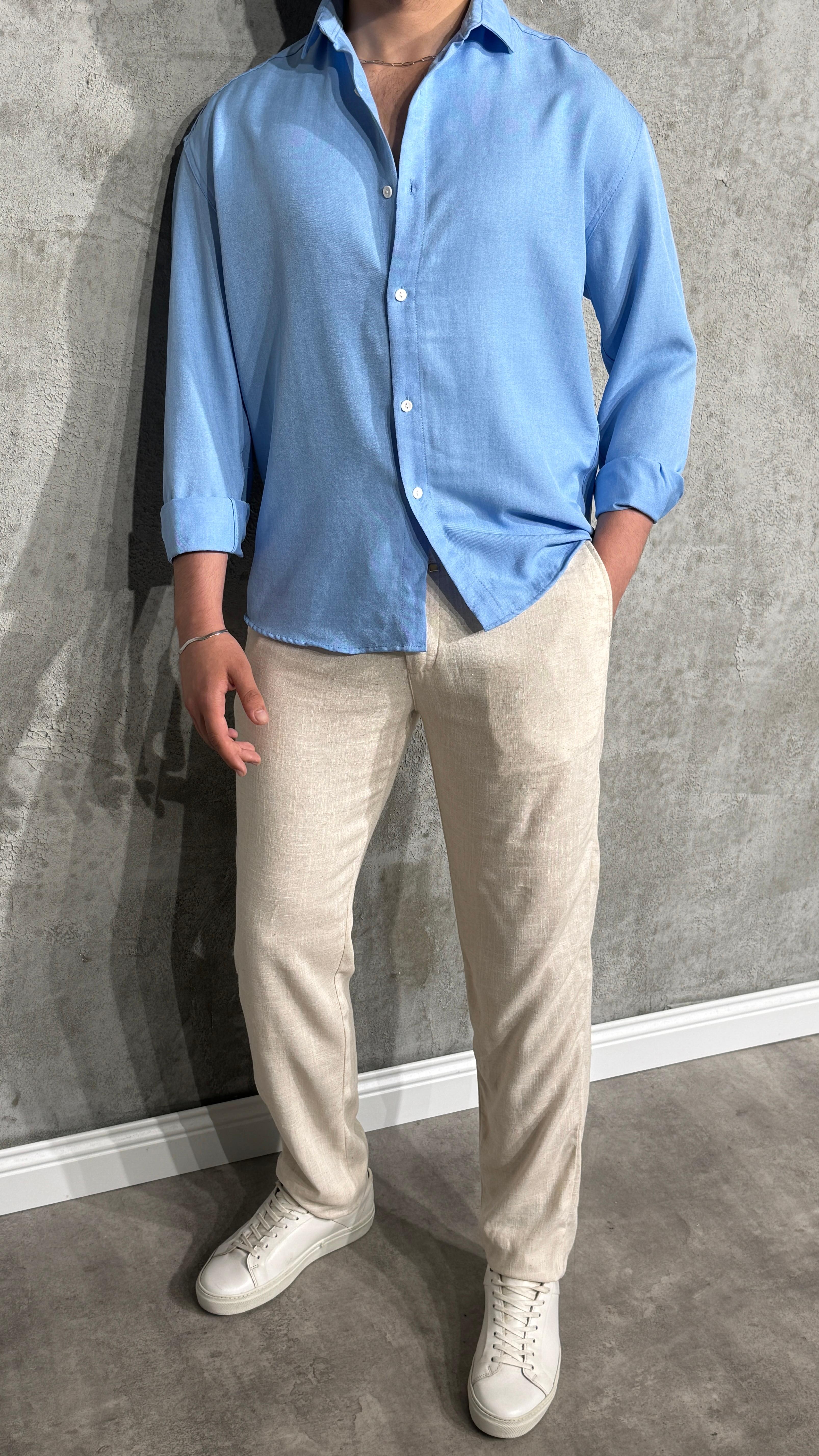 Boyfriend Slim Keten Pantolon 