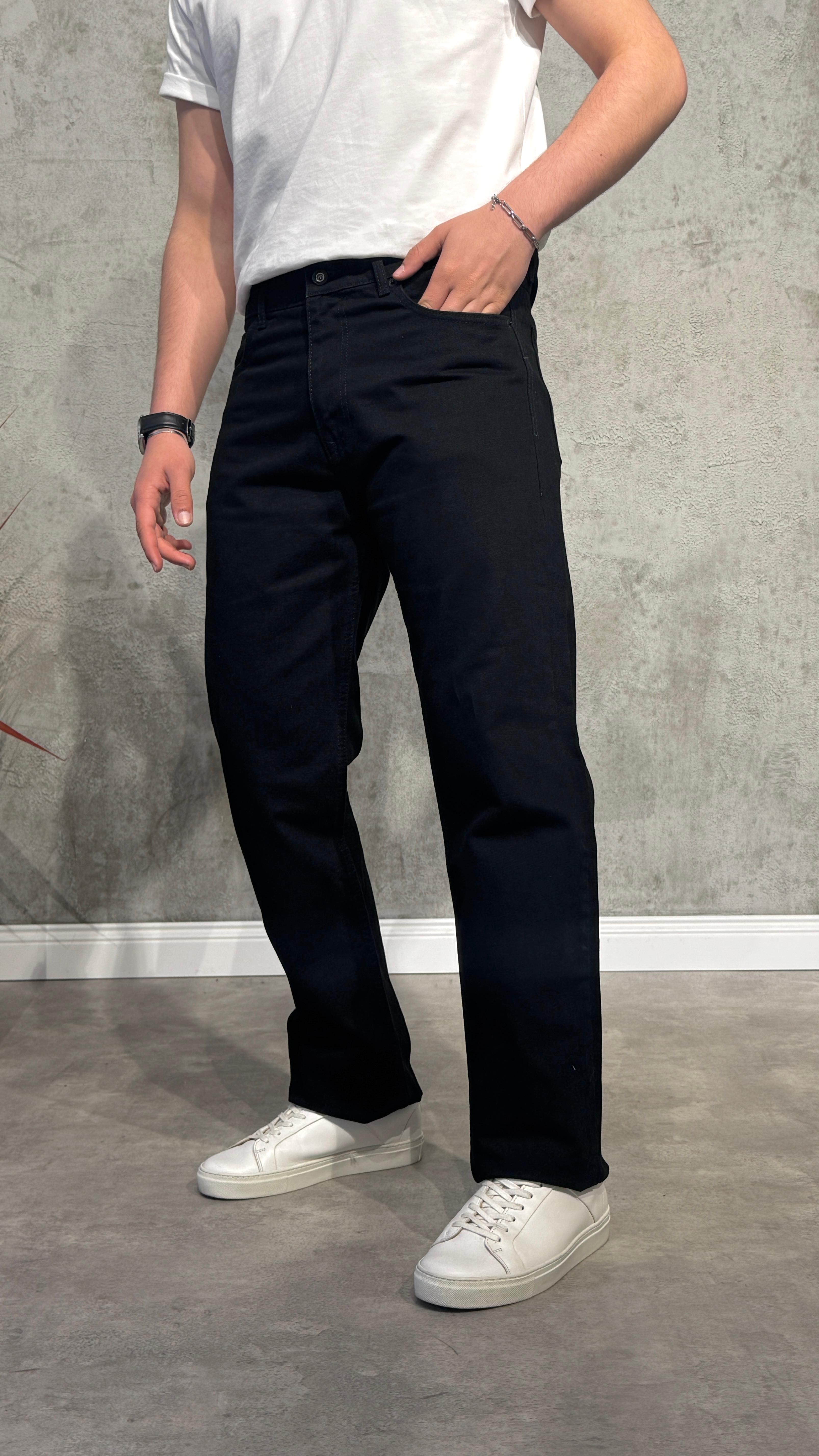 Straight Fit Siyah Kot Pantolon