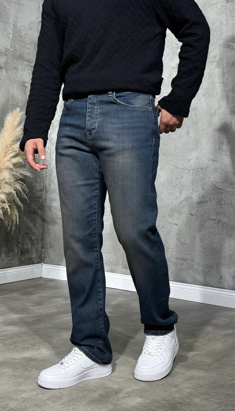 Erkek Regular Fit Lacivert Kot Pantolon