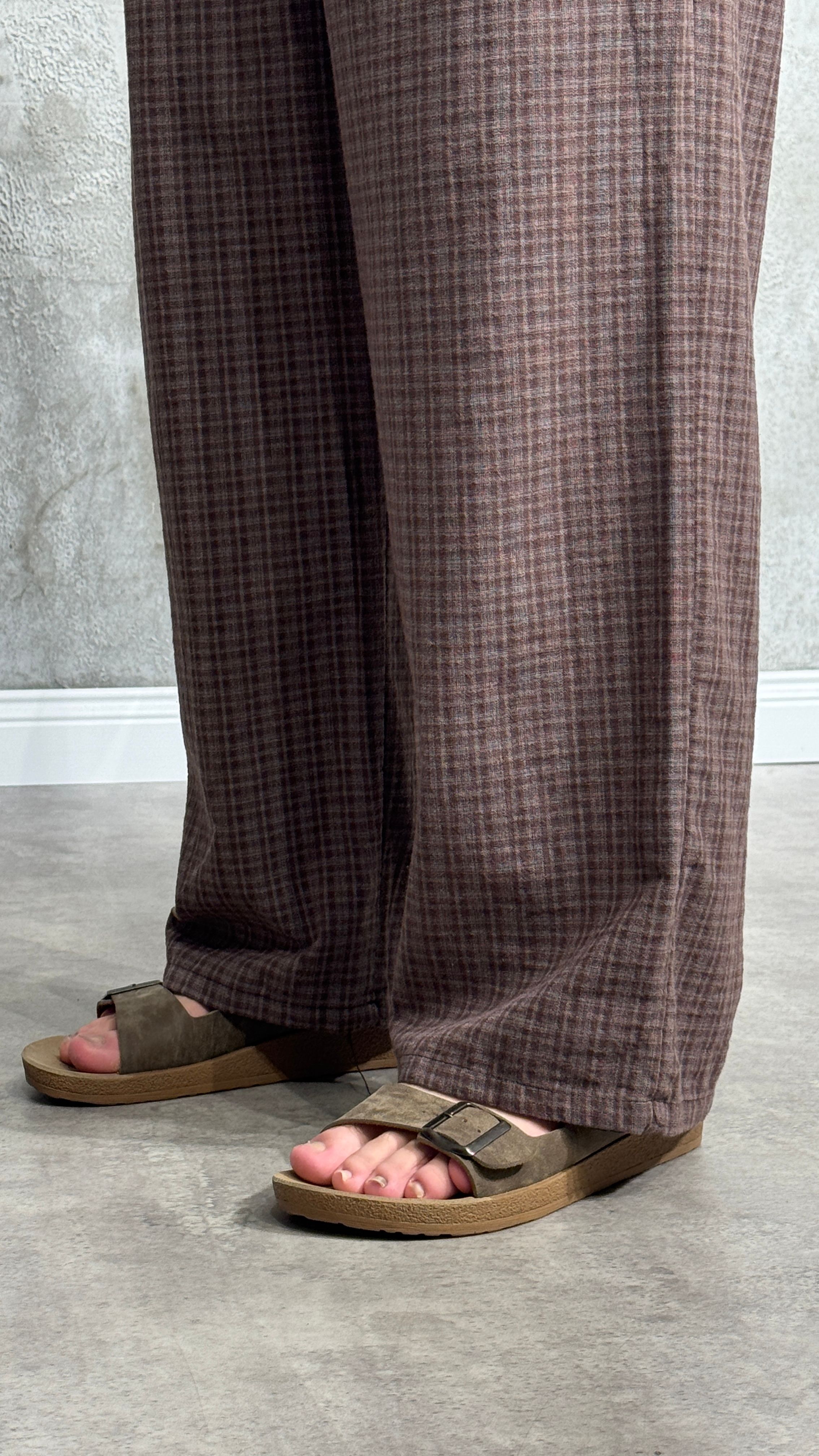 Premium Ekoseli Baggy Kumaş Pantolon