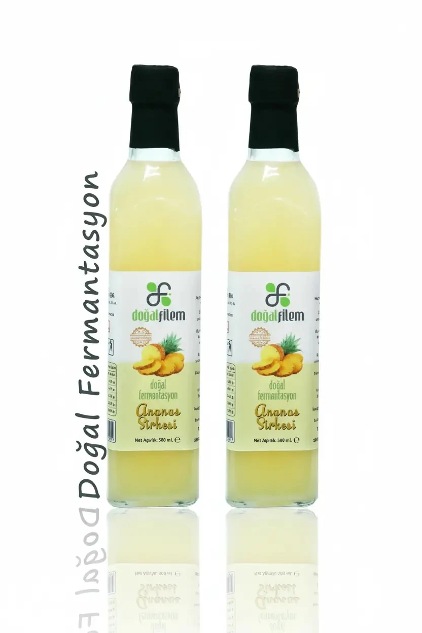 Doğal Fermante Ananas Sirkesi 500 ml Cam Şişede - 2 adet